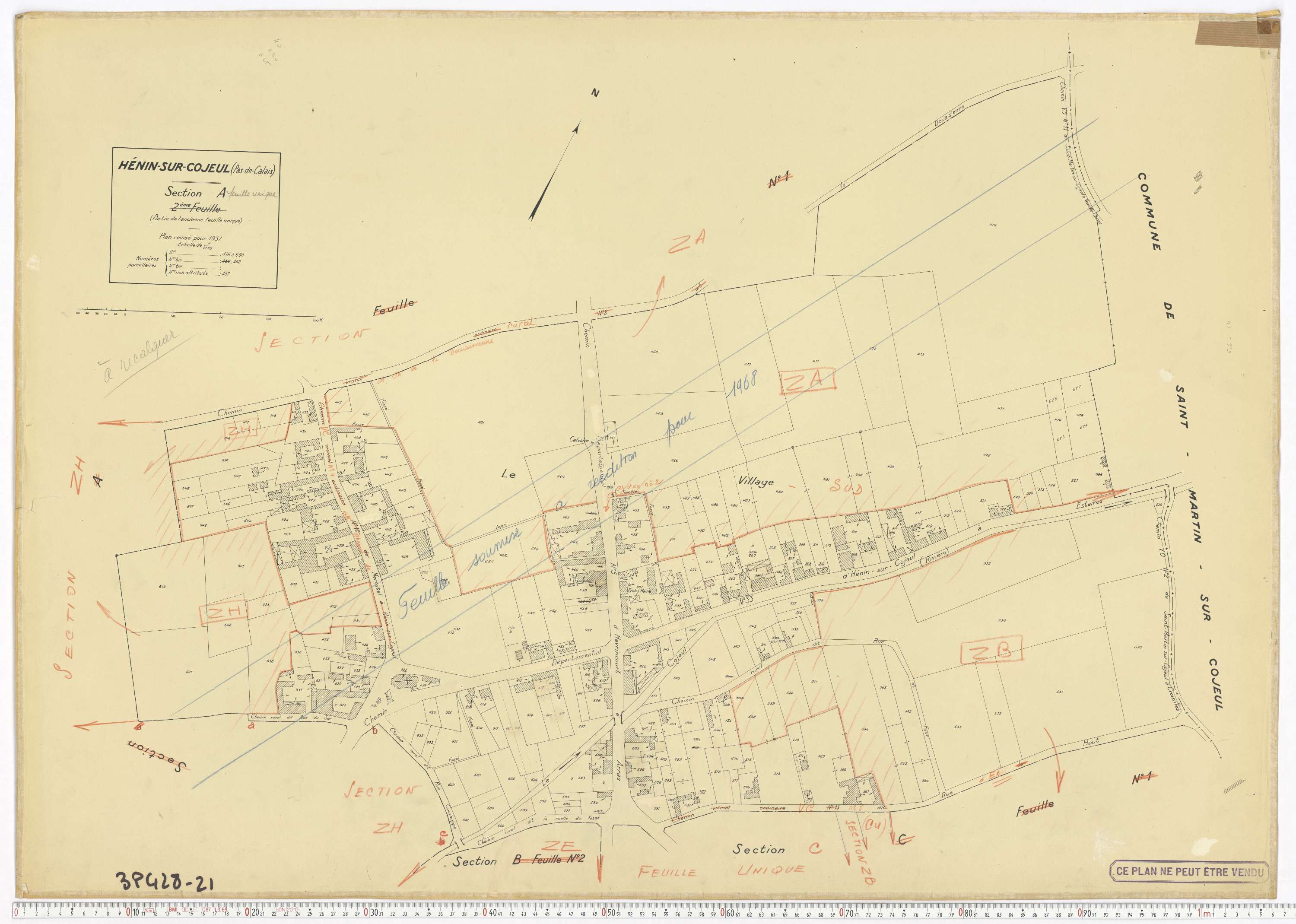 Hénin-sur-Cojeul - Section A, feuille 2.