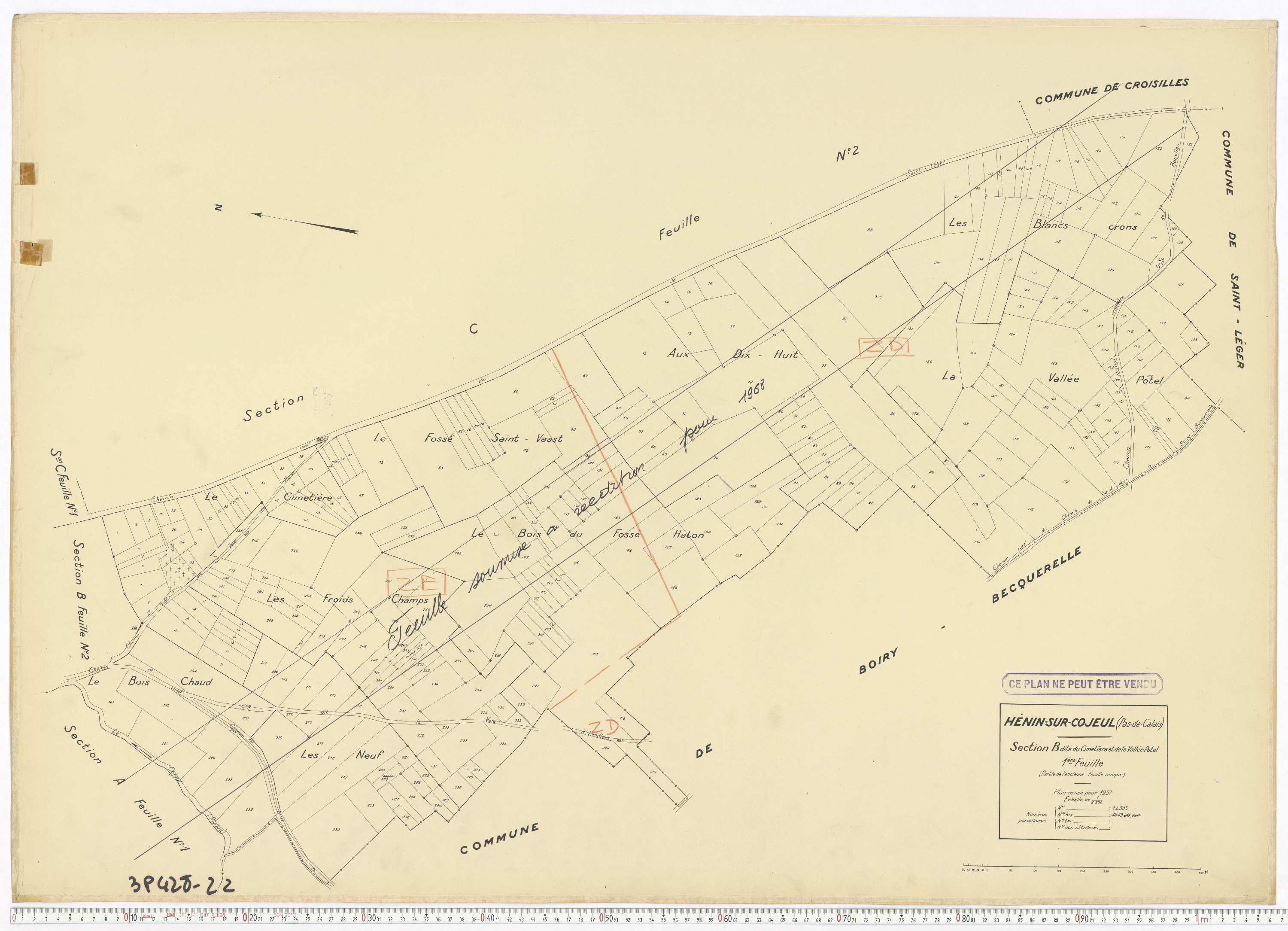 Hénin-sur-Cojeul - Section B, feuille 1.