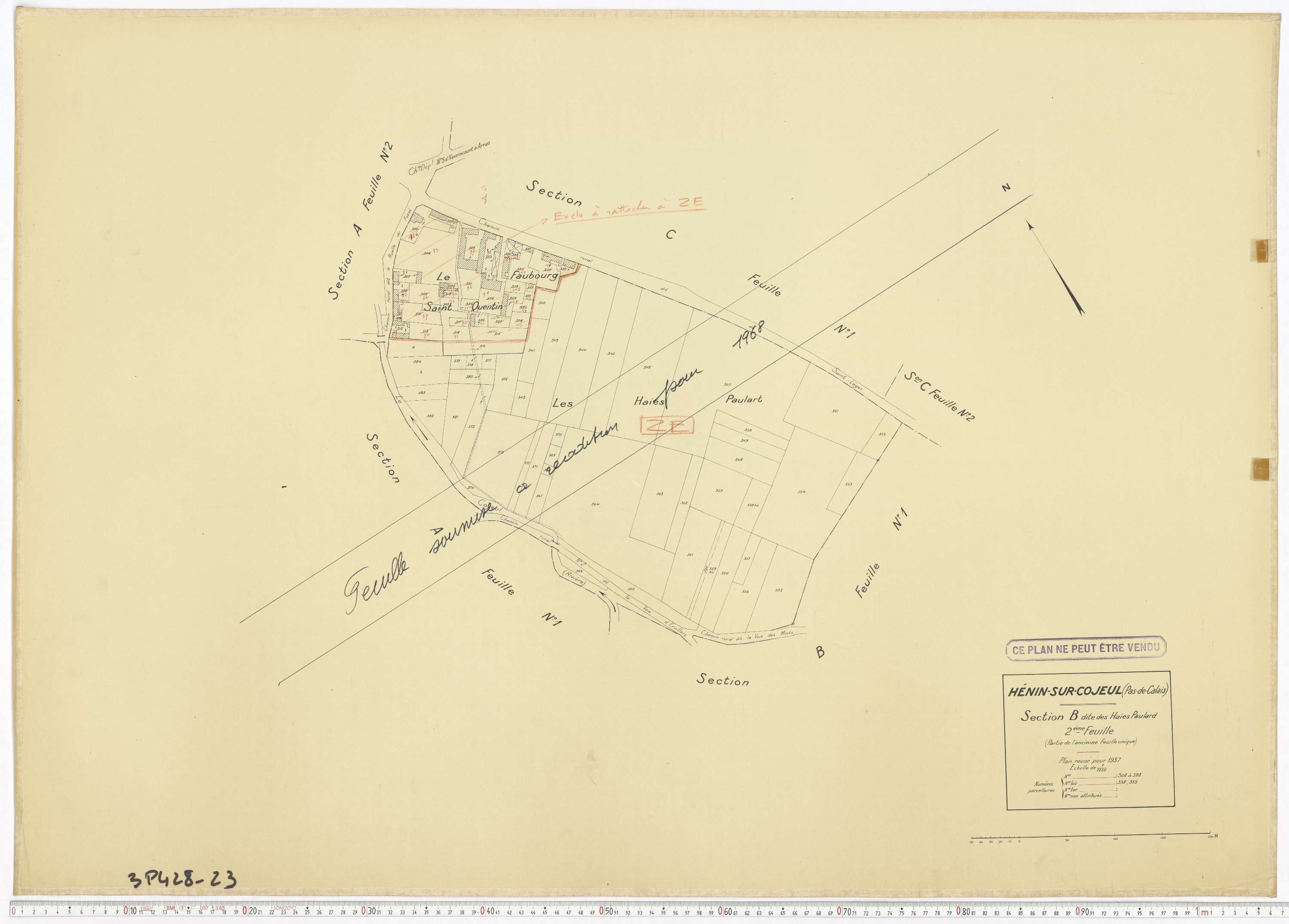 Hénin-sur-Cojeul - Section B, feuille 2.