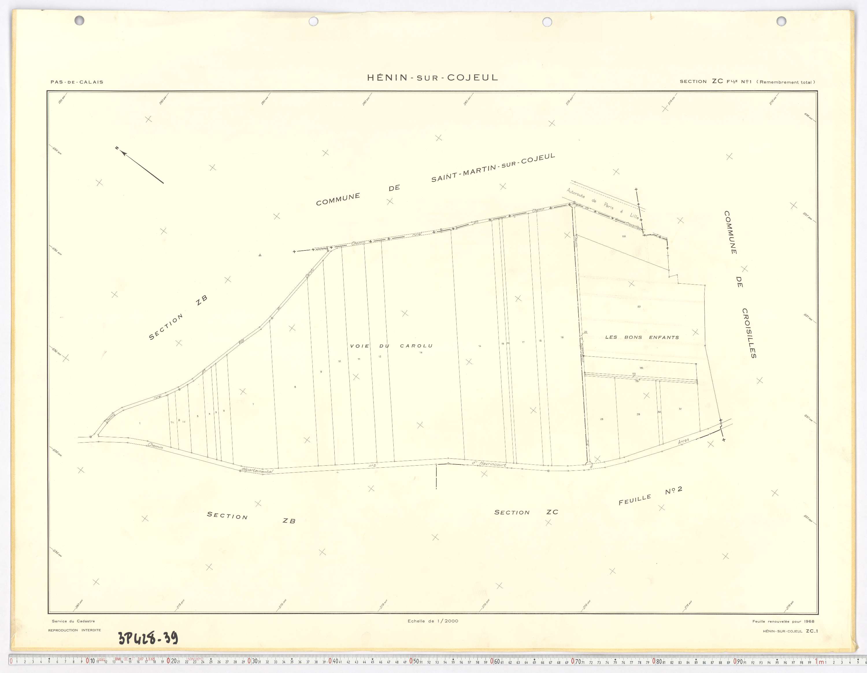 Hénin-sur-Cojeul - Section ZC, feuille 1.
