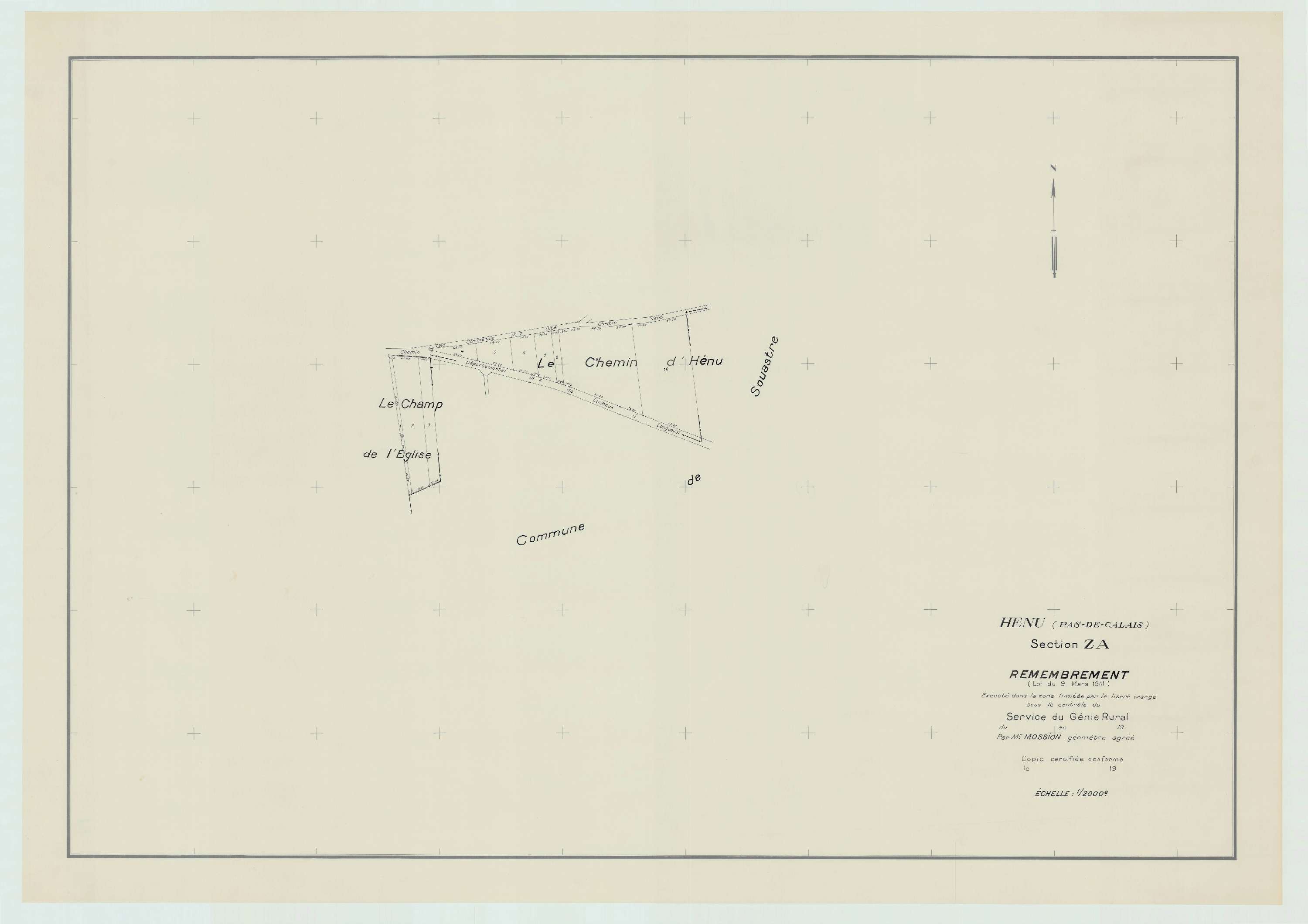 Hénu - Plan de remembrement : section ZA.