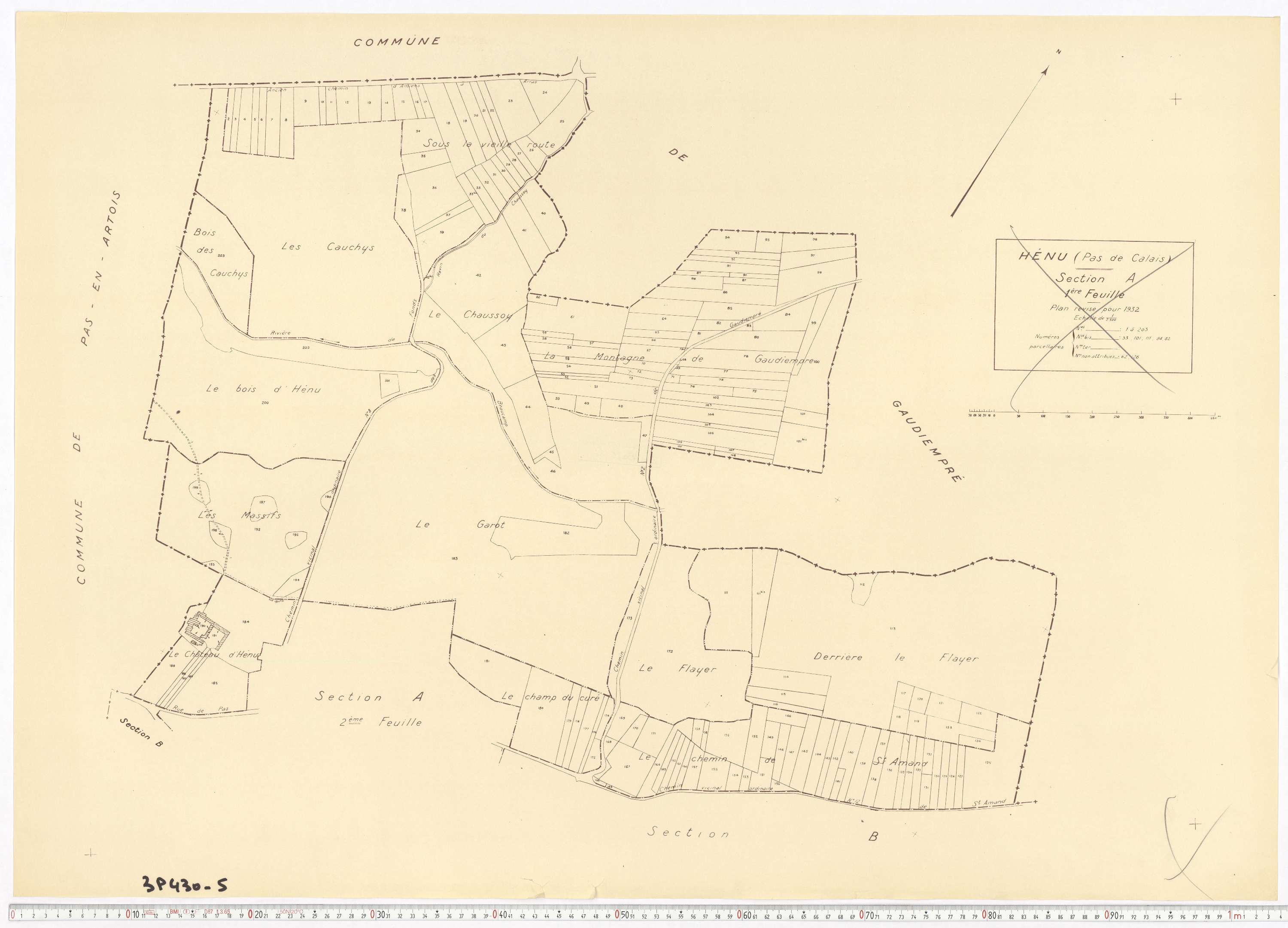 Hénu - Section A, feuille 1.