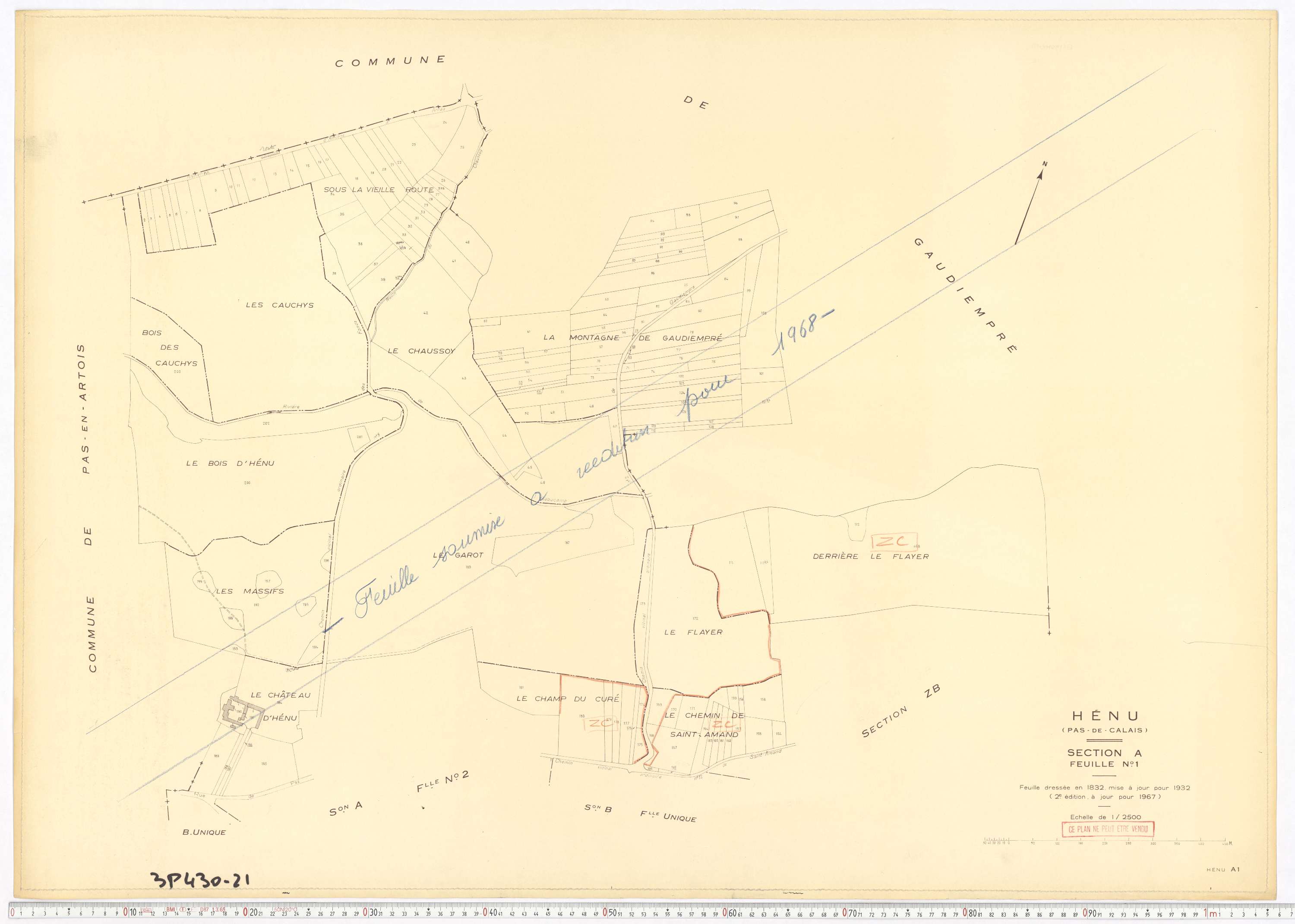 Hénu - Section A, feuille 1.