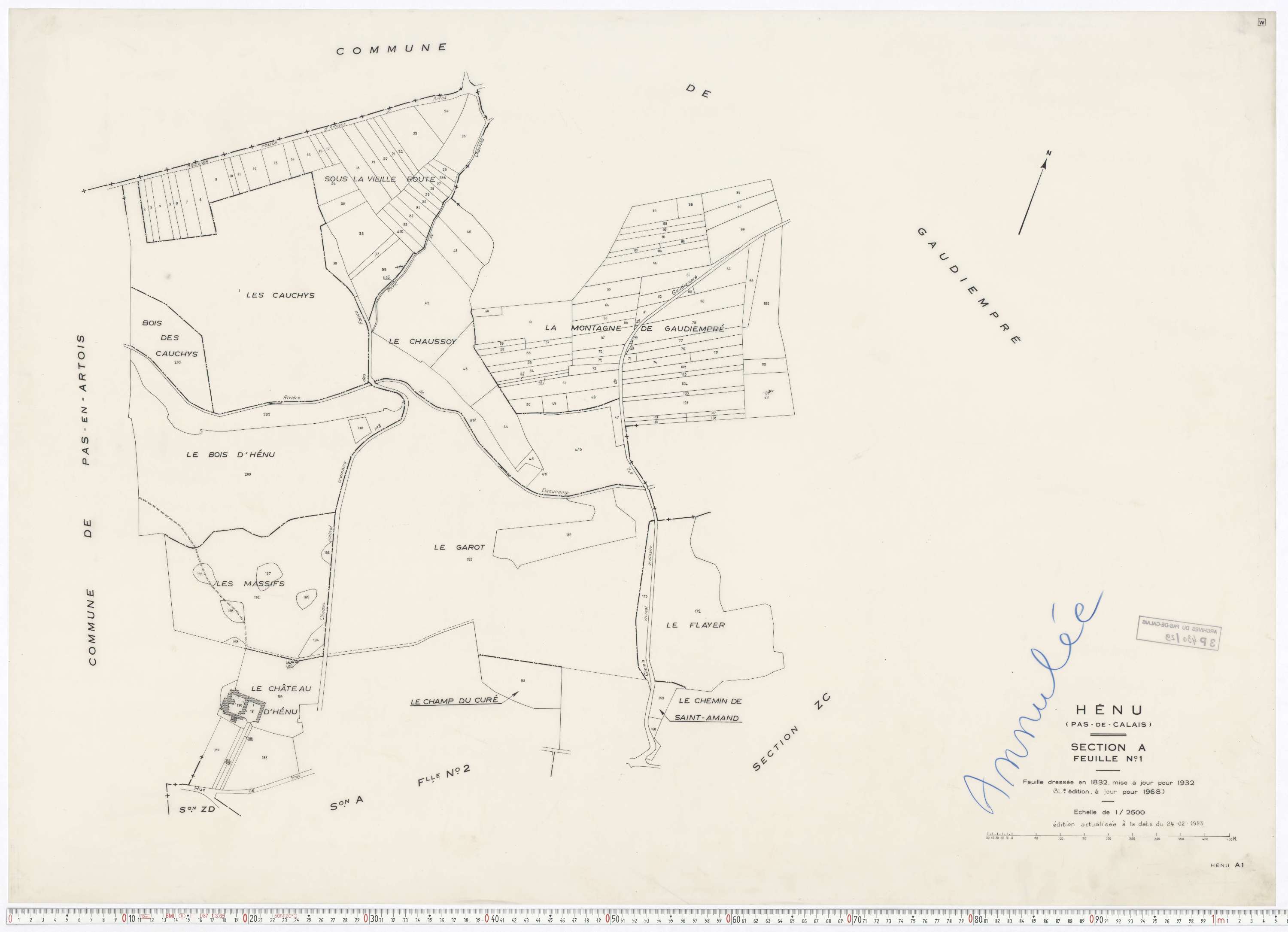Hénu - Section A, feuille 1.