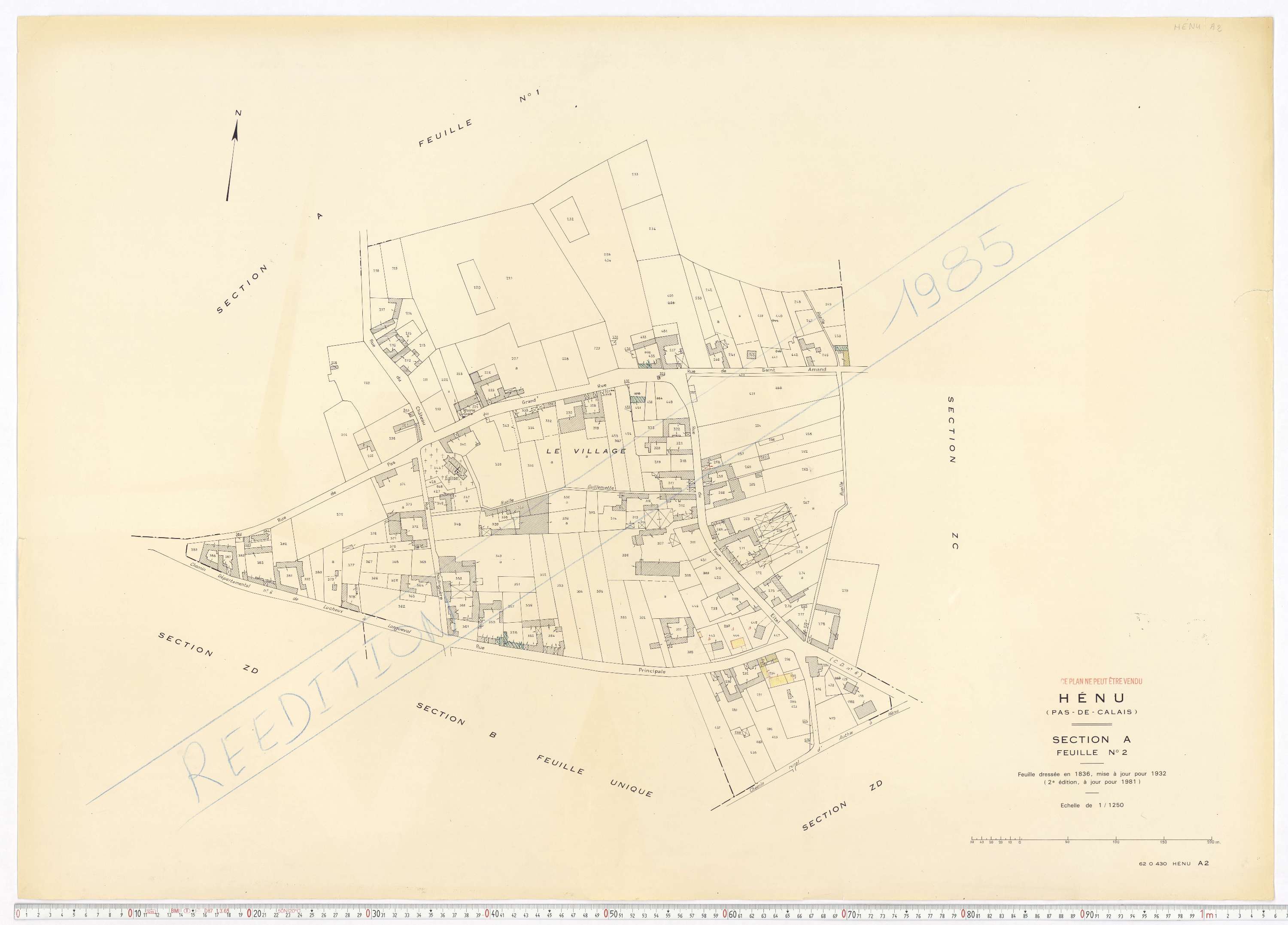 Hénu - Section A, feuille 2.