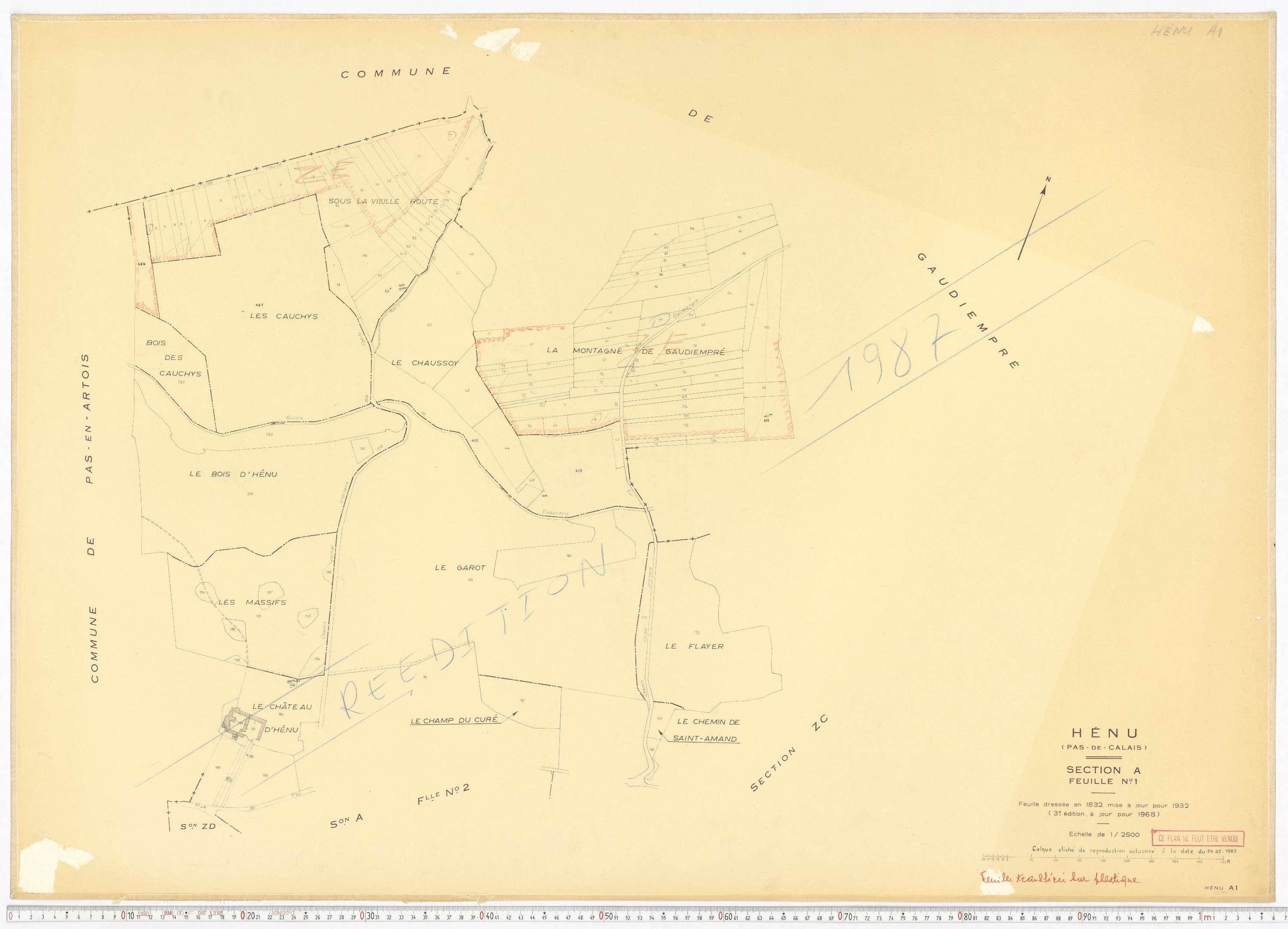 Hénu - Section A, feuille 1.