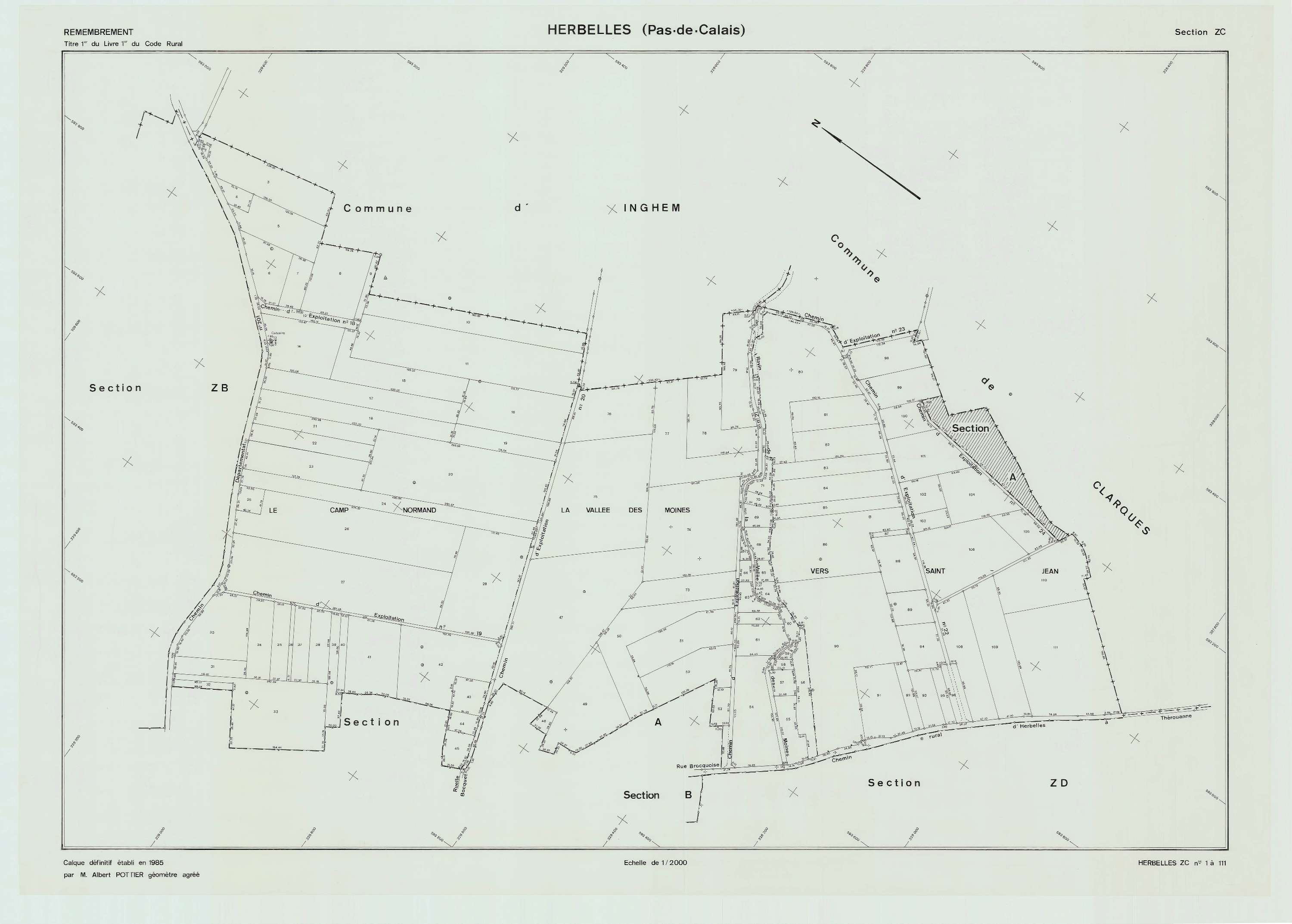 Herbelles - Plan de remembrement : section ZC.