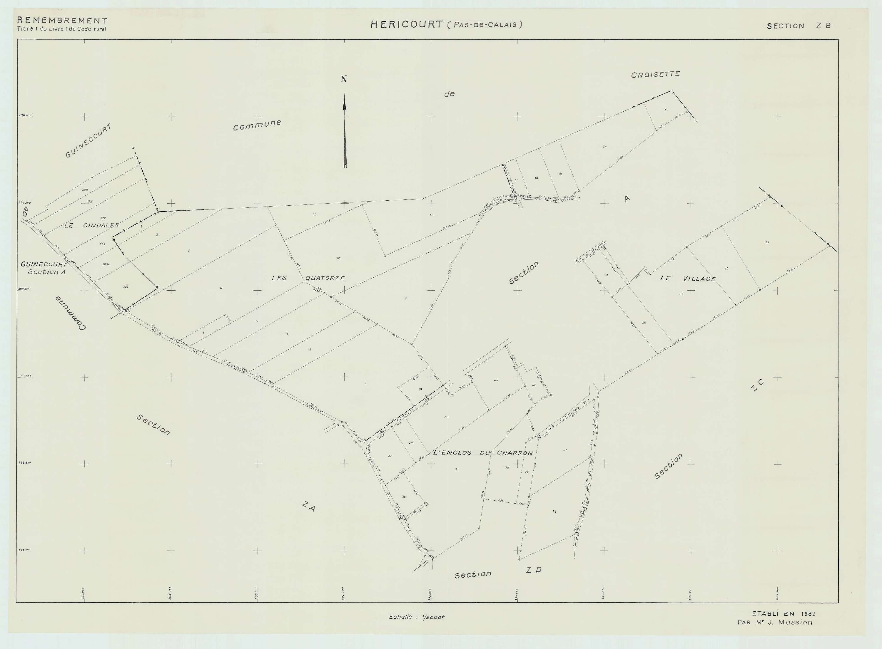 Héricourt - Plan de remembrement : section ZB.