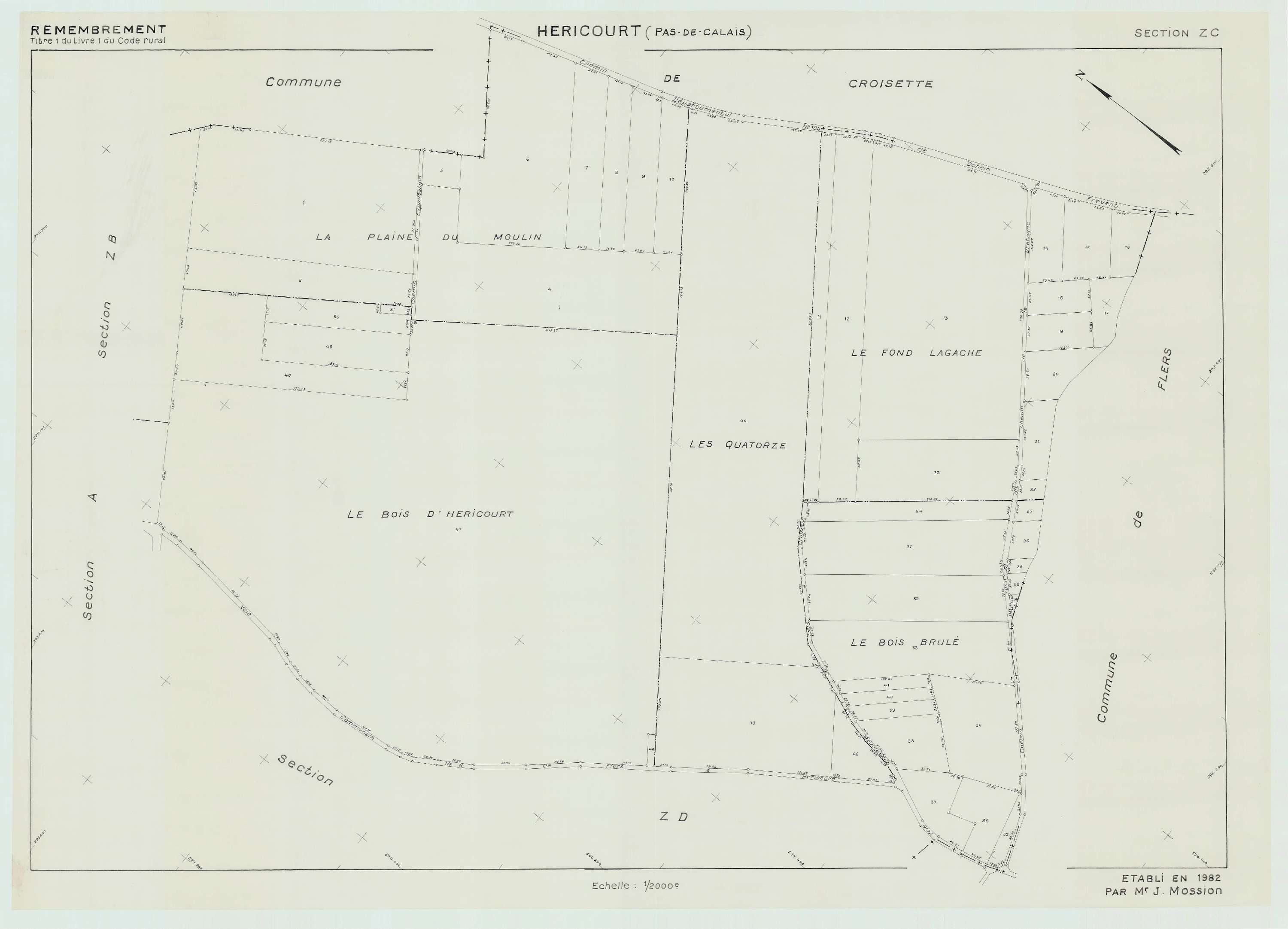 Héricourt - Plan de remembrement : section ZC.