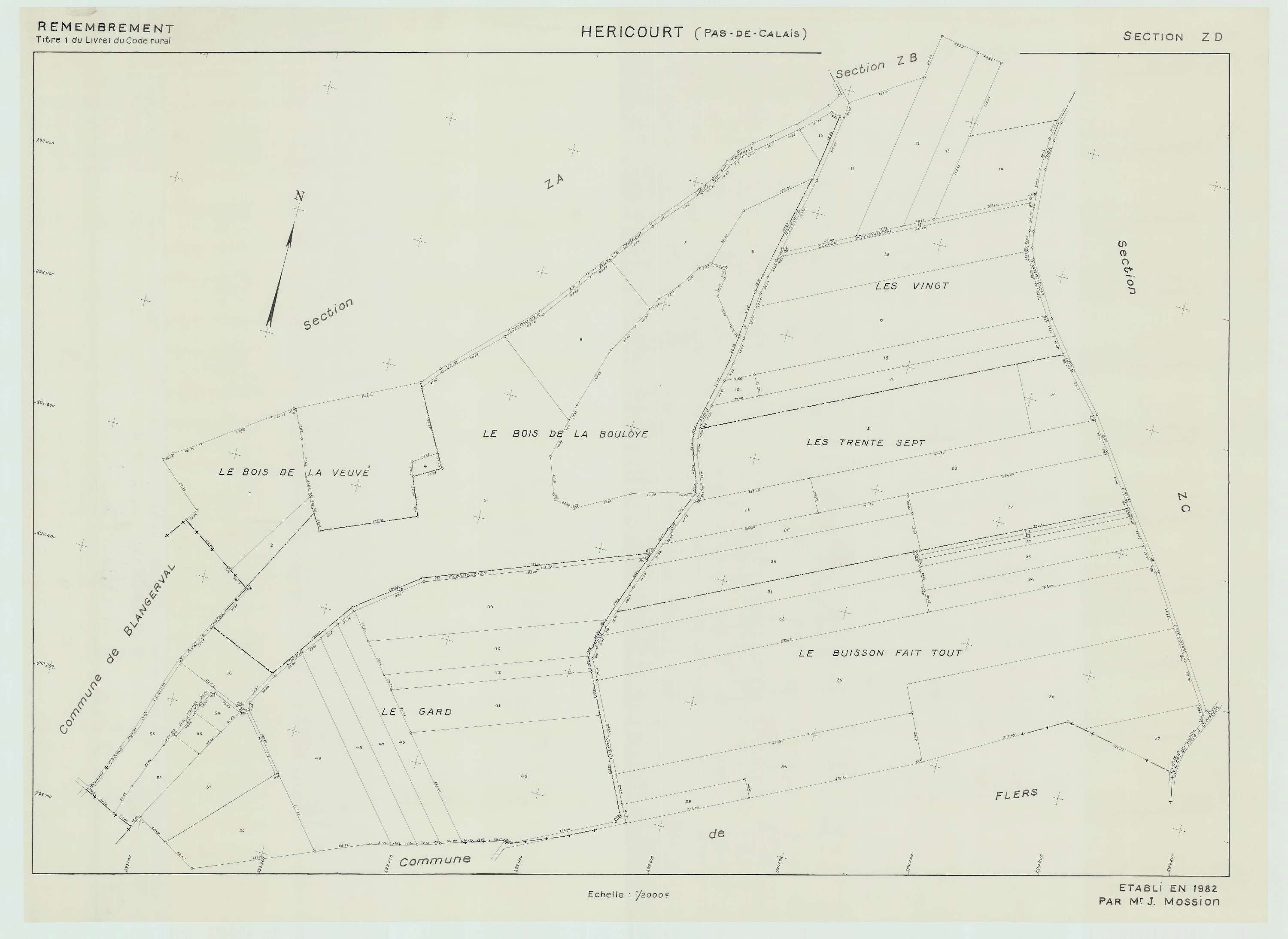 Héricourt - Plan de remembrement : section ZD.