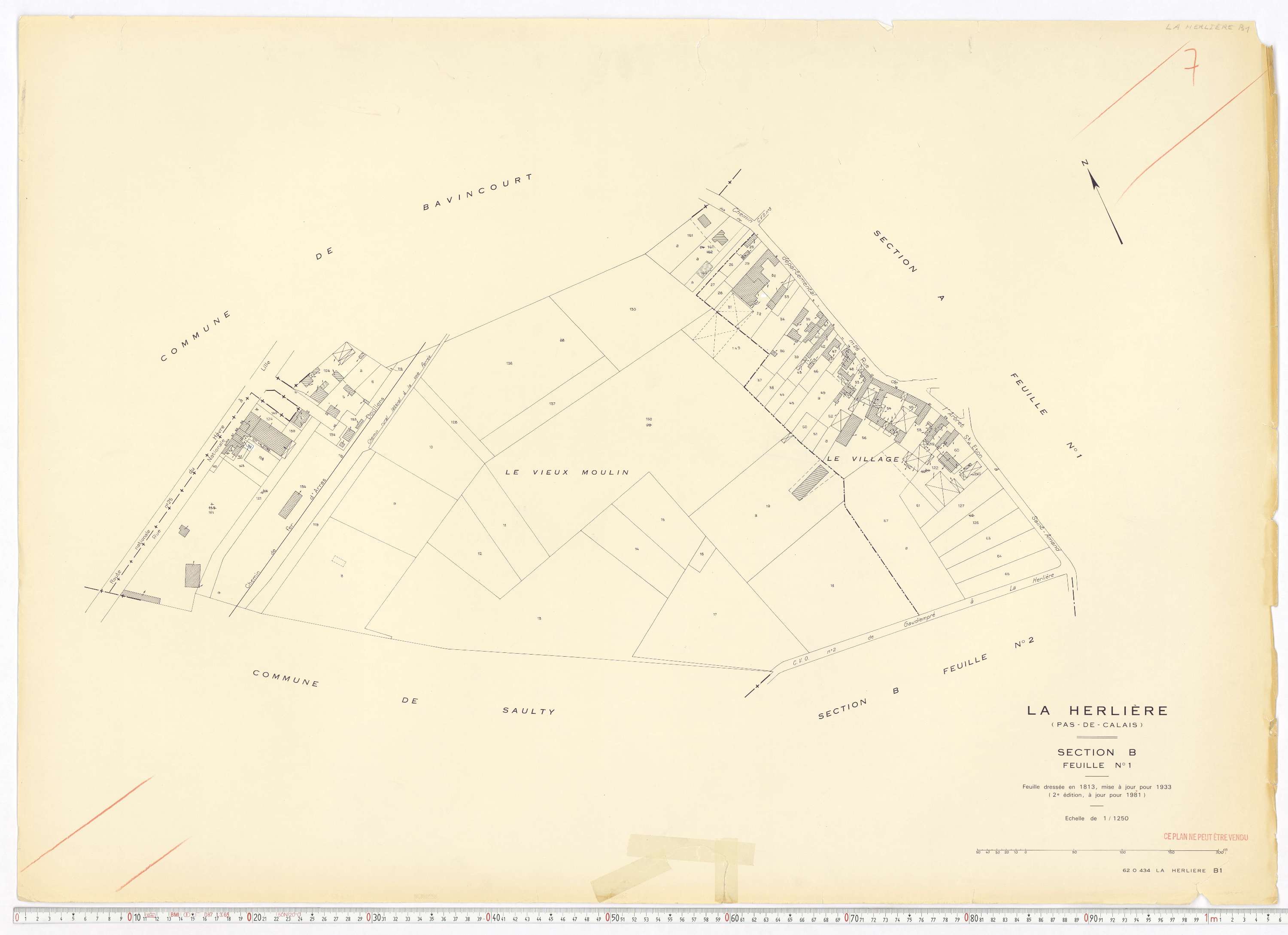 La Herlière - Section B, feuille 1.