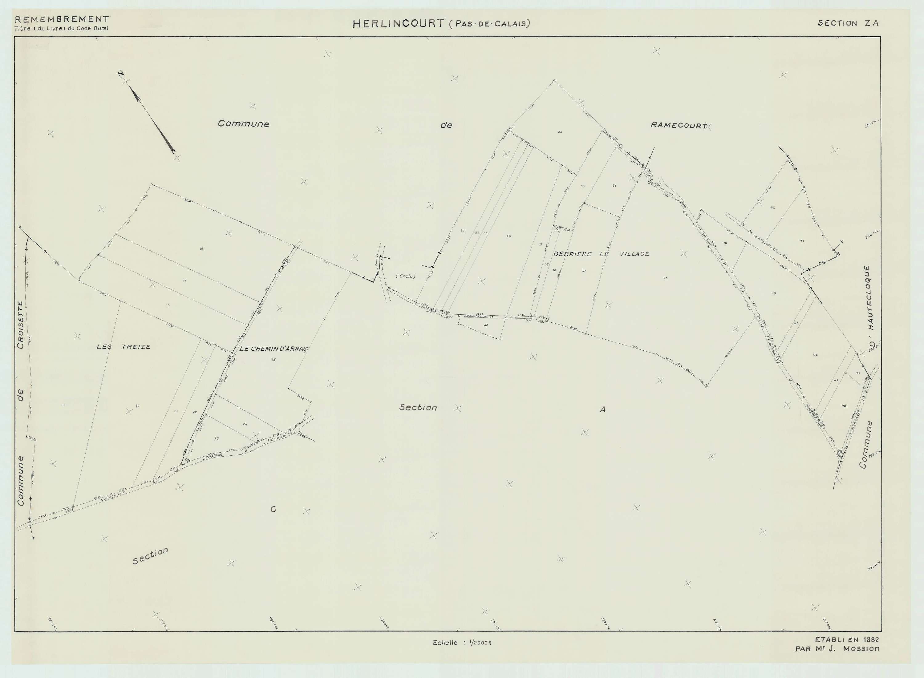 Hermaville - Plan de remembrement : section ZB.