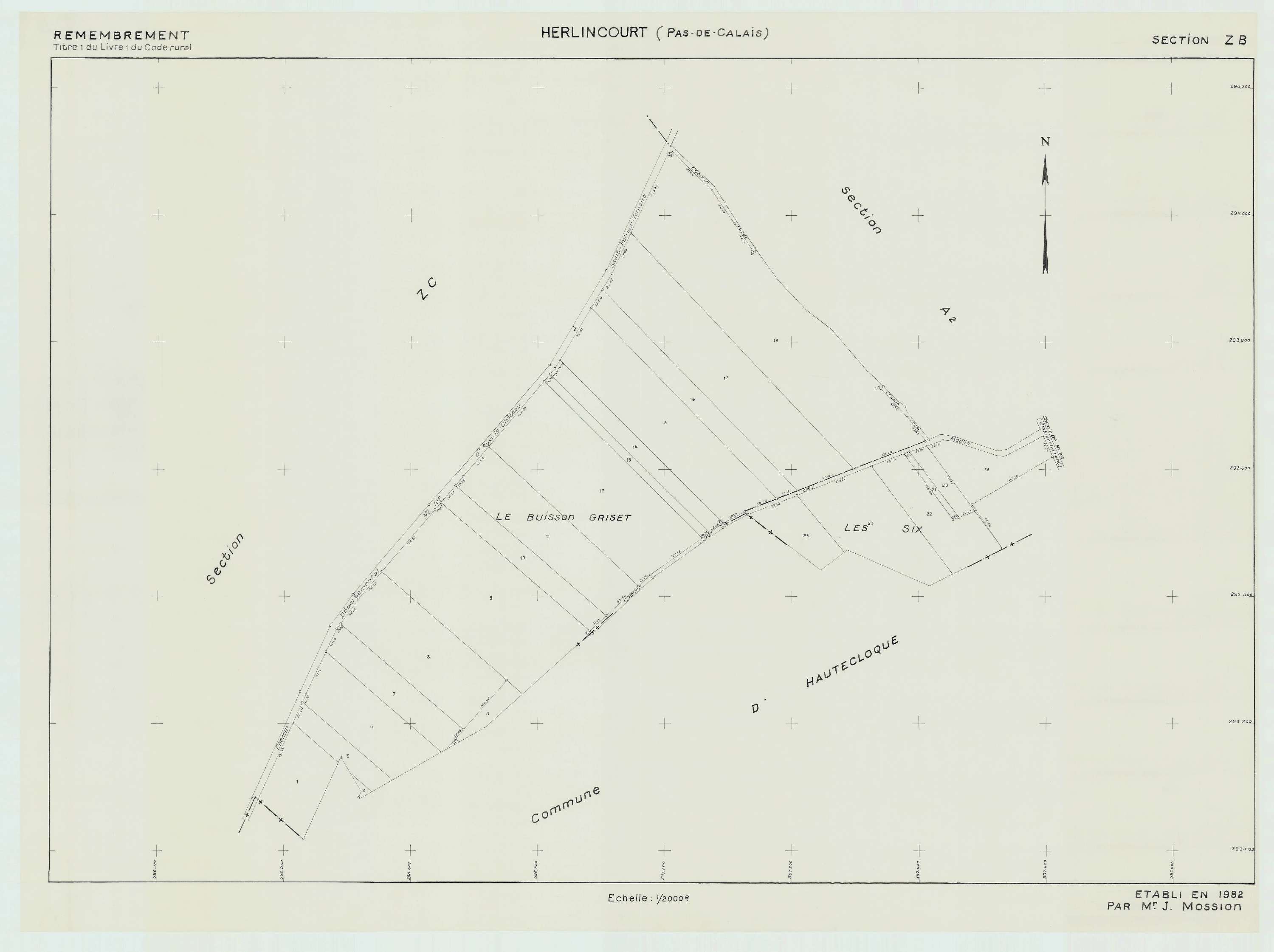 Hermaville - Plan de remembrement : section ZC.
