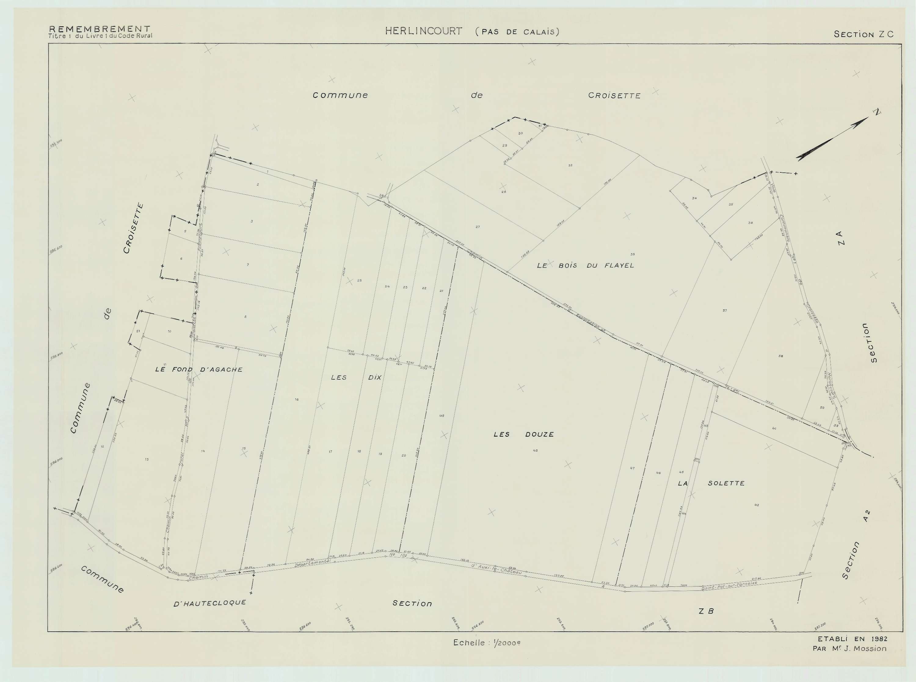 Hermaville - Plan de remembrement : section ZD.