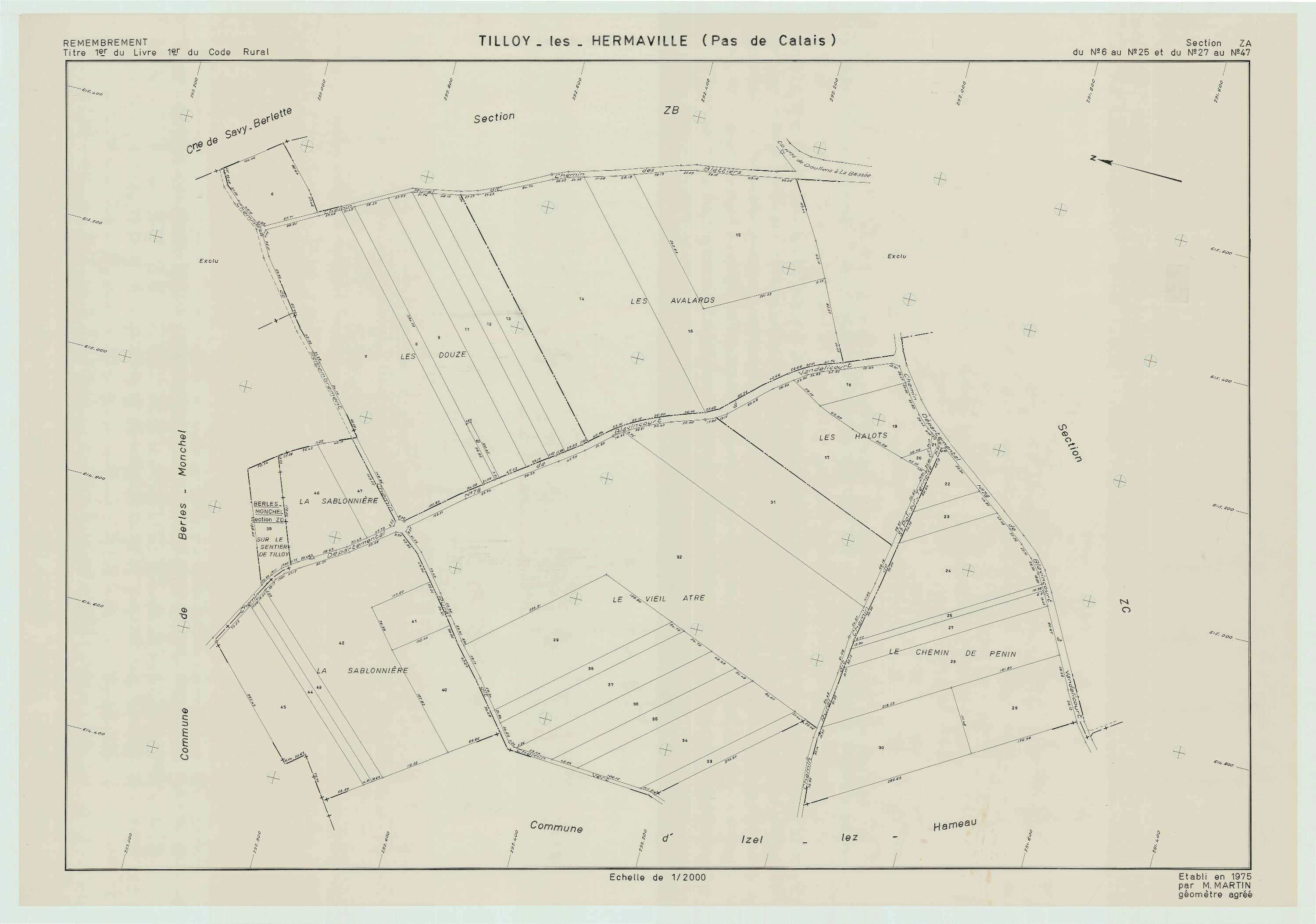 Hermaville - Plan de remembrement : section ZA.