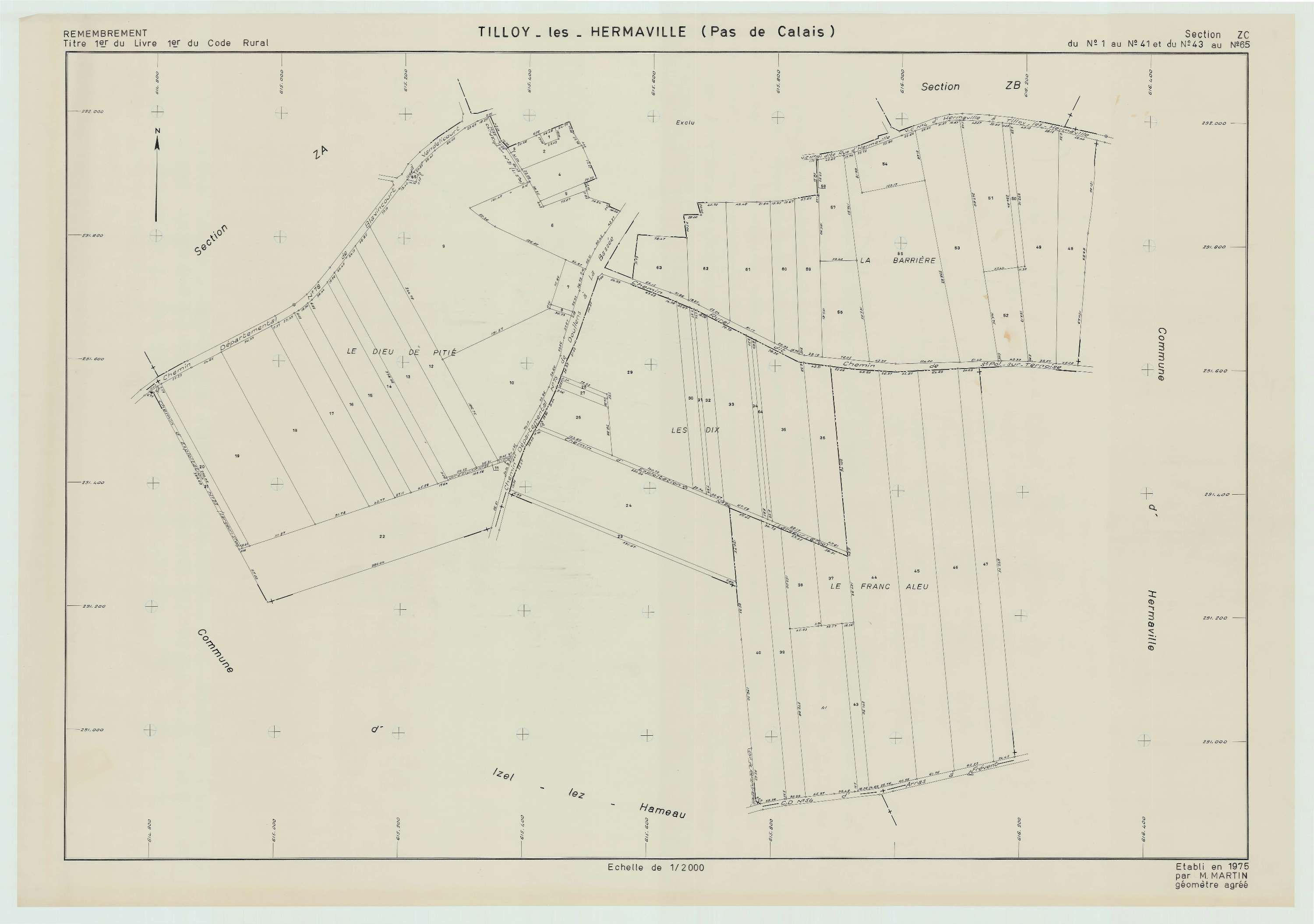 Hermaville - Plan de remembrement : section ZC.