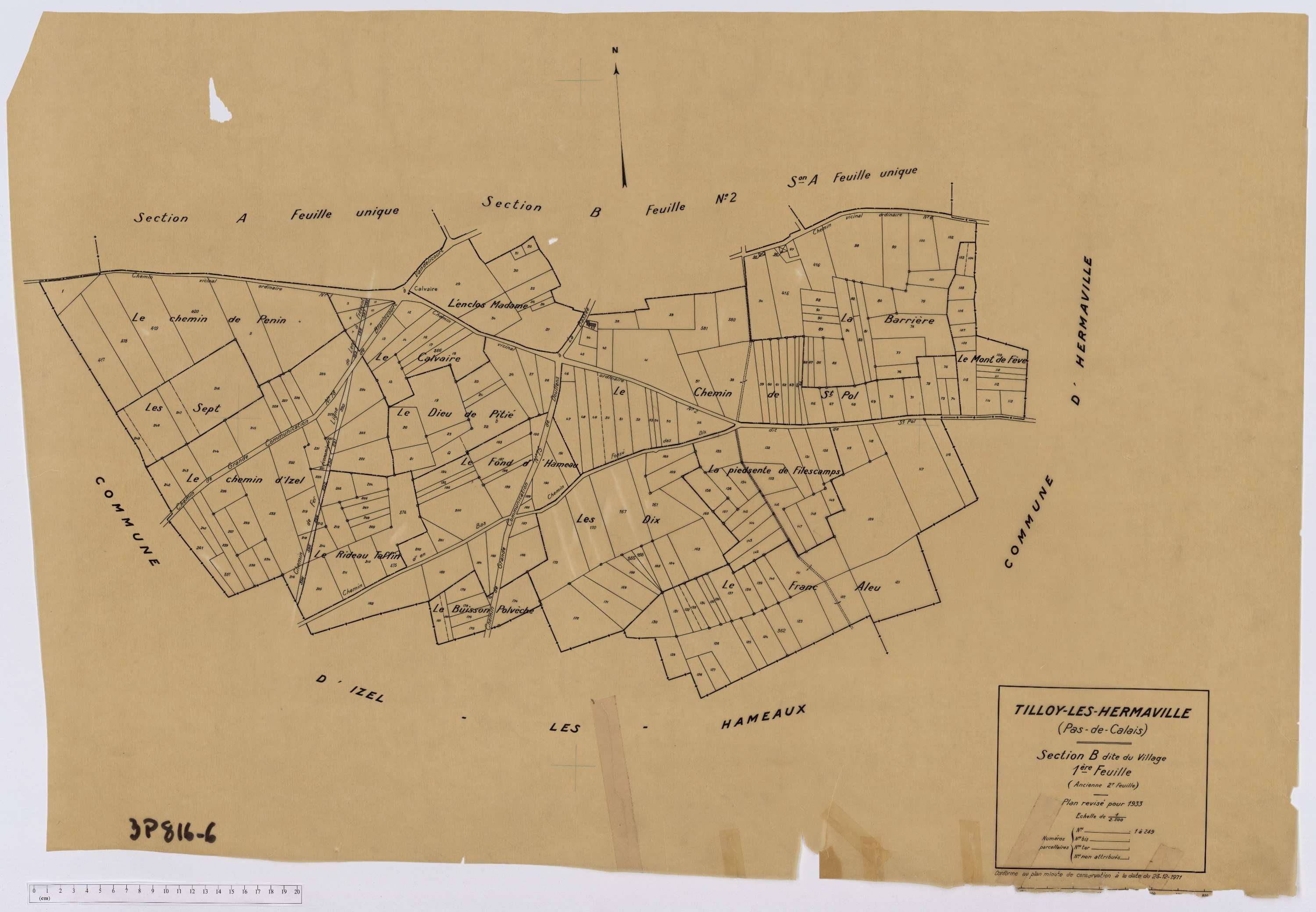 Hermaville - Section B, feuille 1.