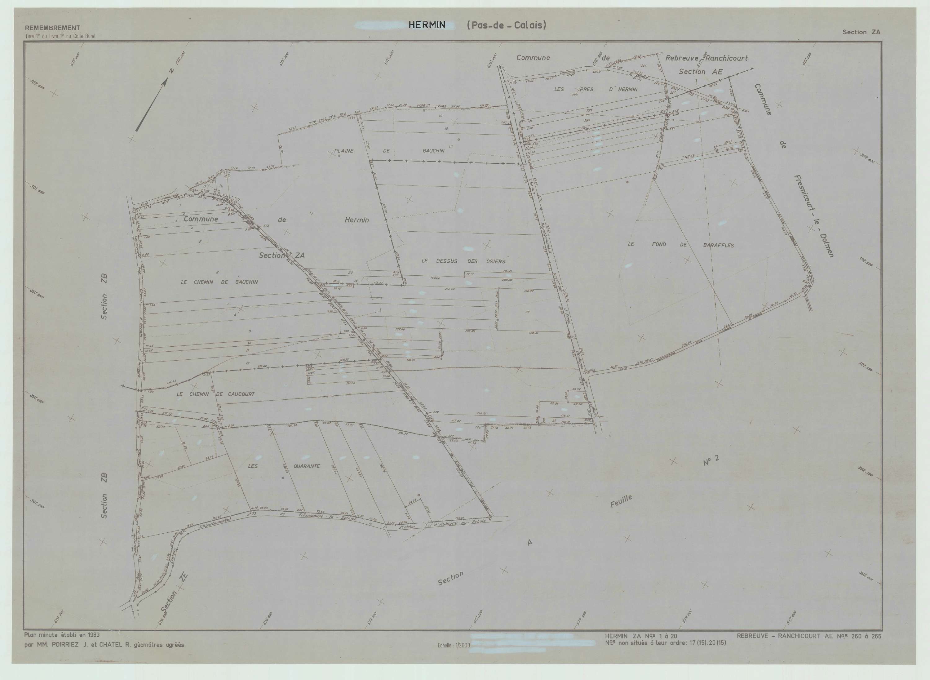 Hermin - Plan de remembrement : section ZA.
