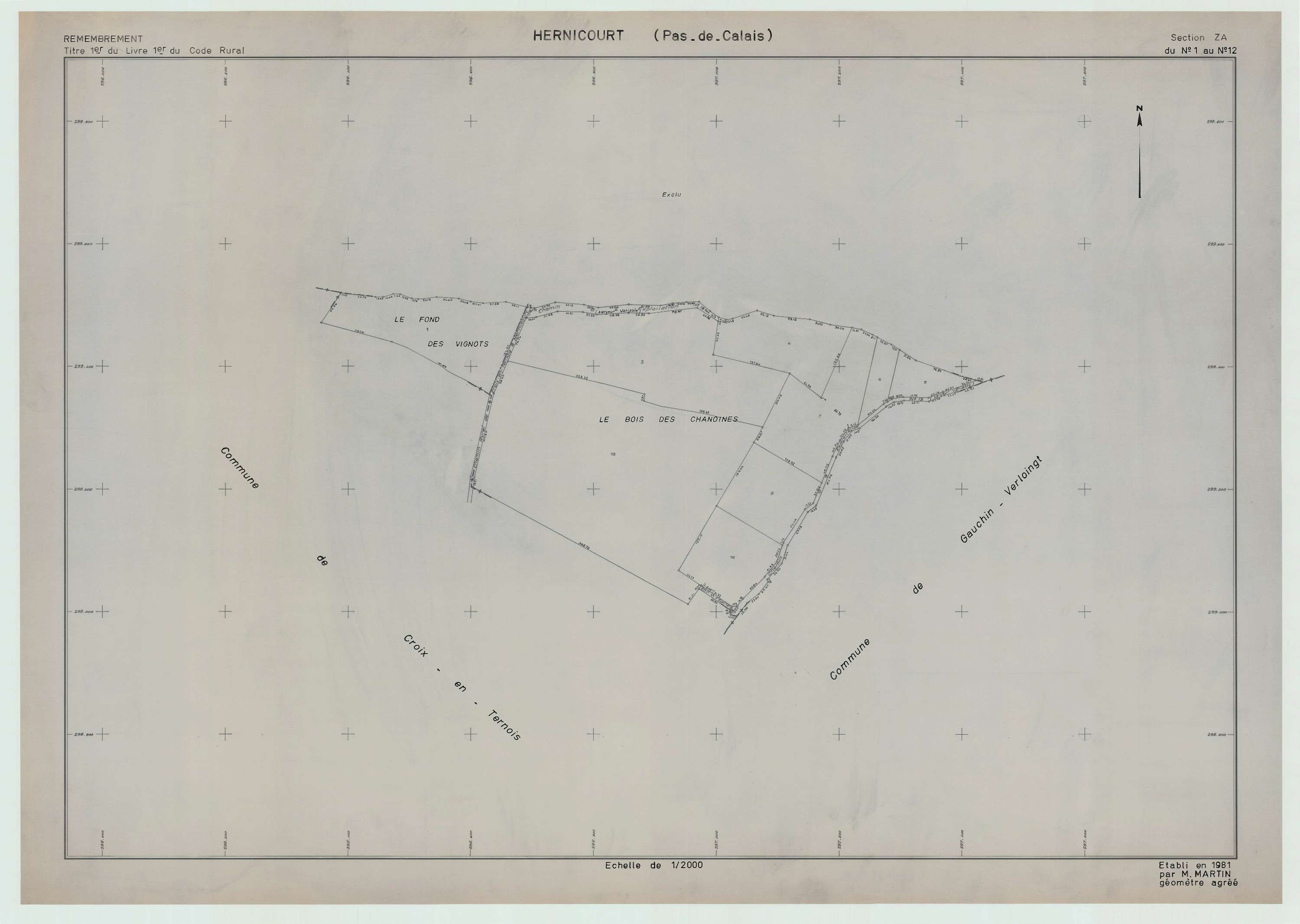 Hernicourt - Plan de remembrement : section ZA.