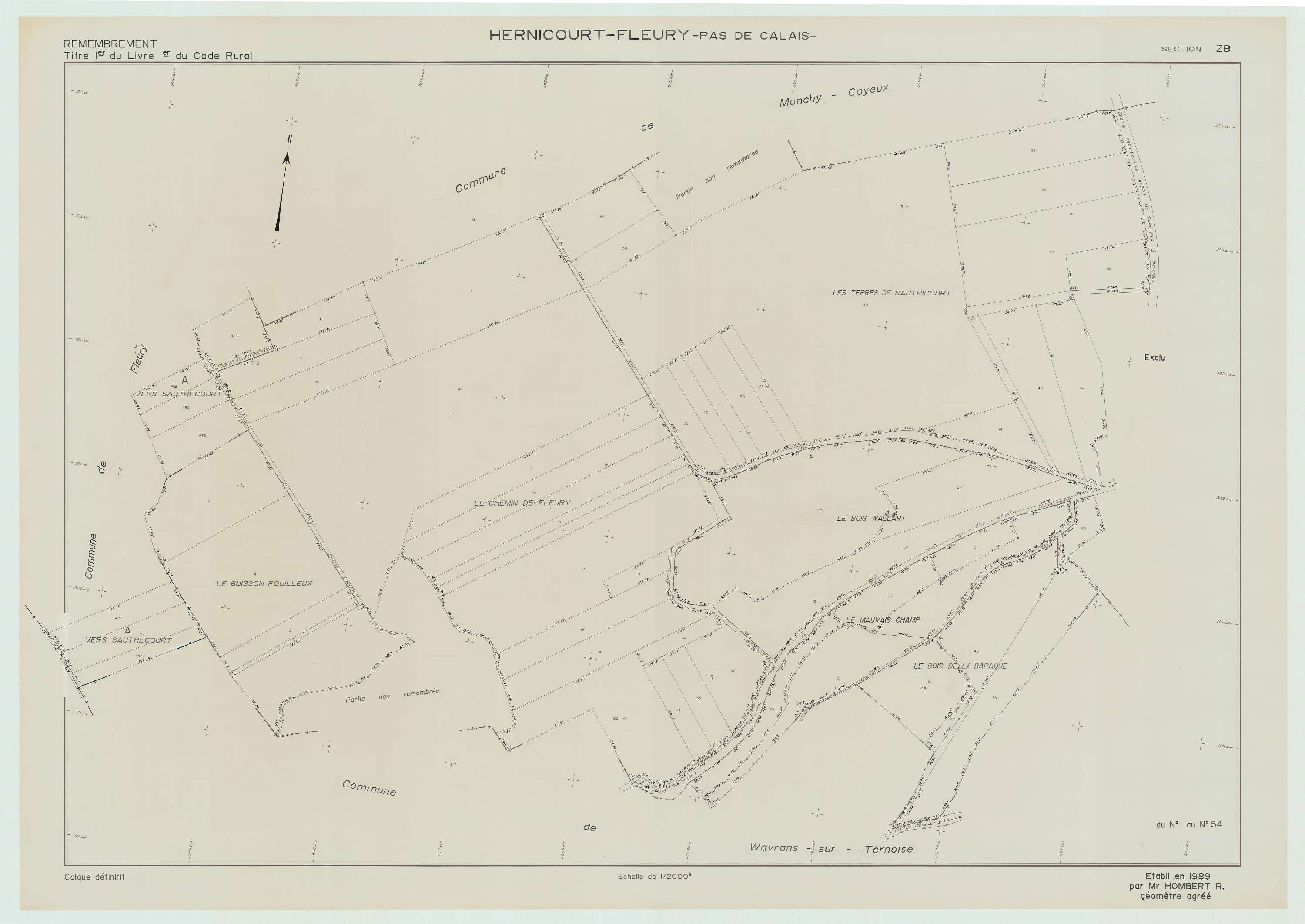 Hernicourt - Plan de remembrement : section ZB.