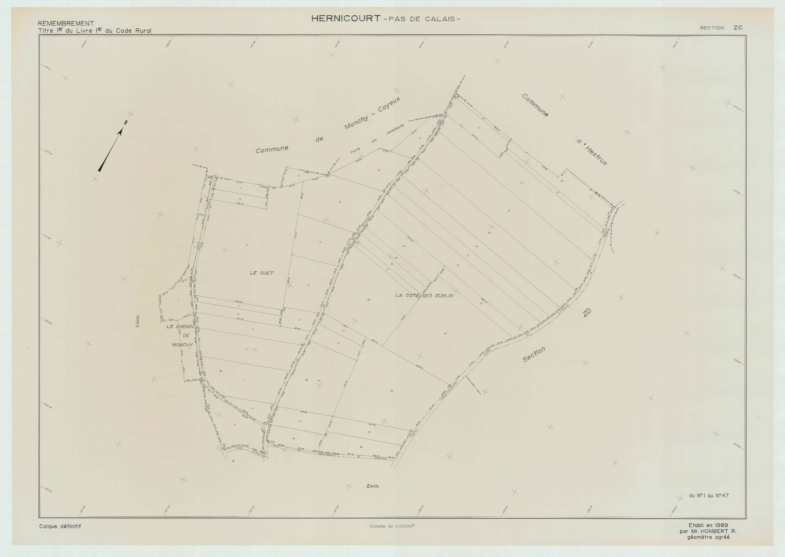 Hernicourt - Plan de remembrement : section ZC.