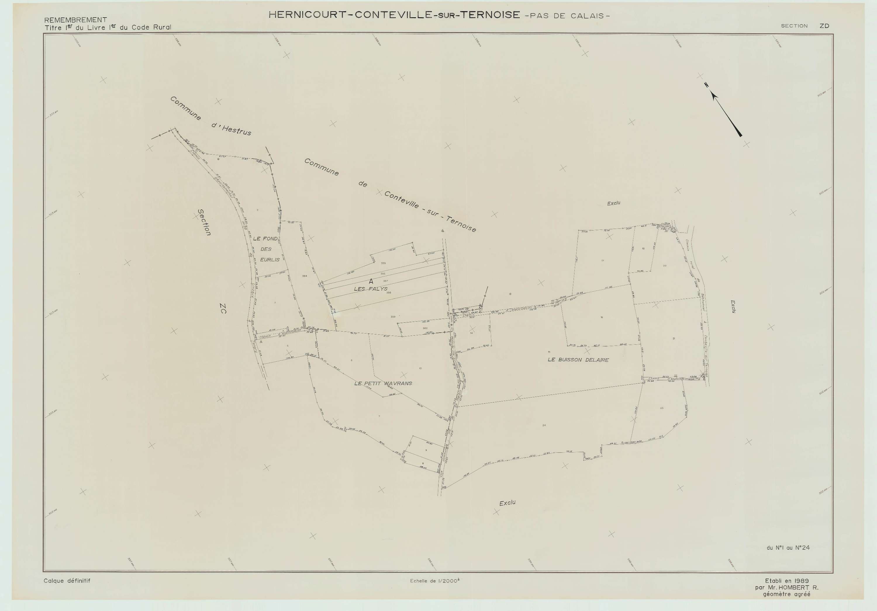 Hernicourt - Plan de remembrement : section ZD.