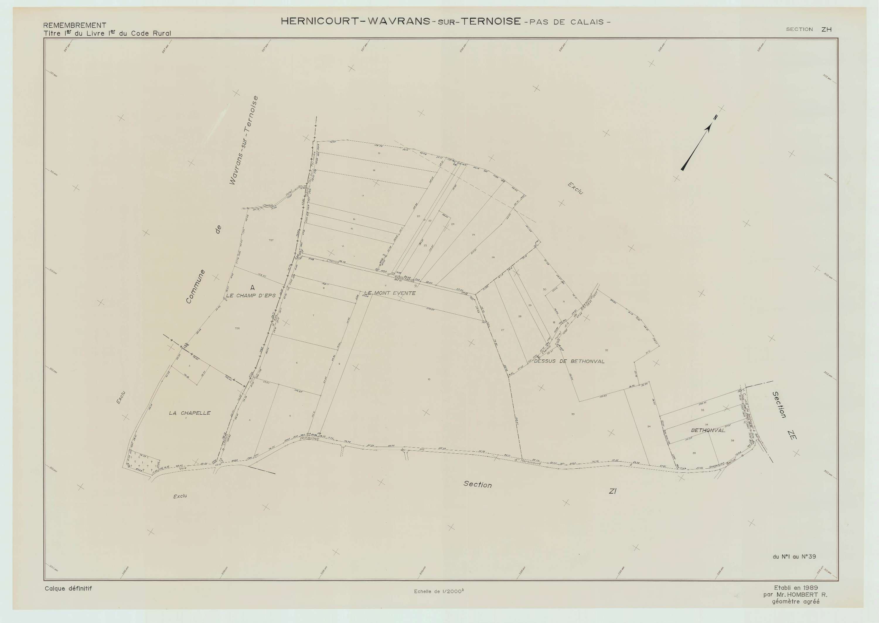 Hernicourt - Plan de remembrement : section ZH.