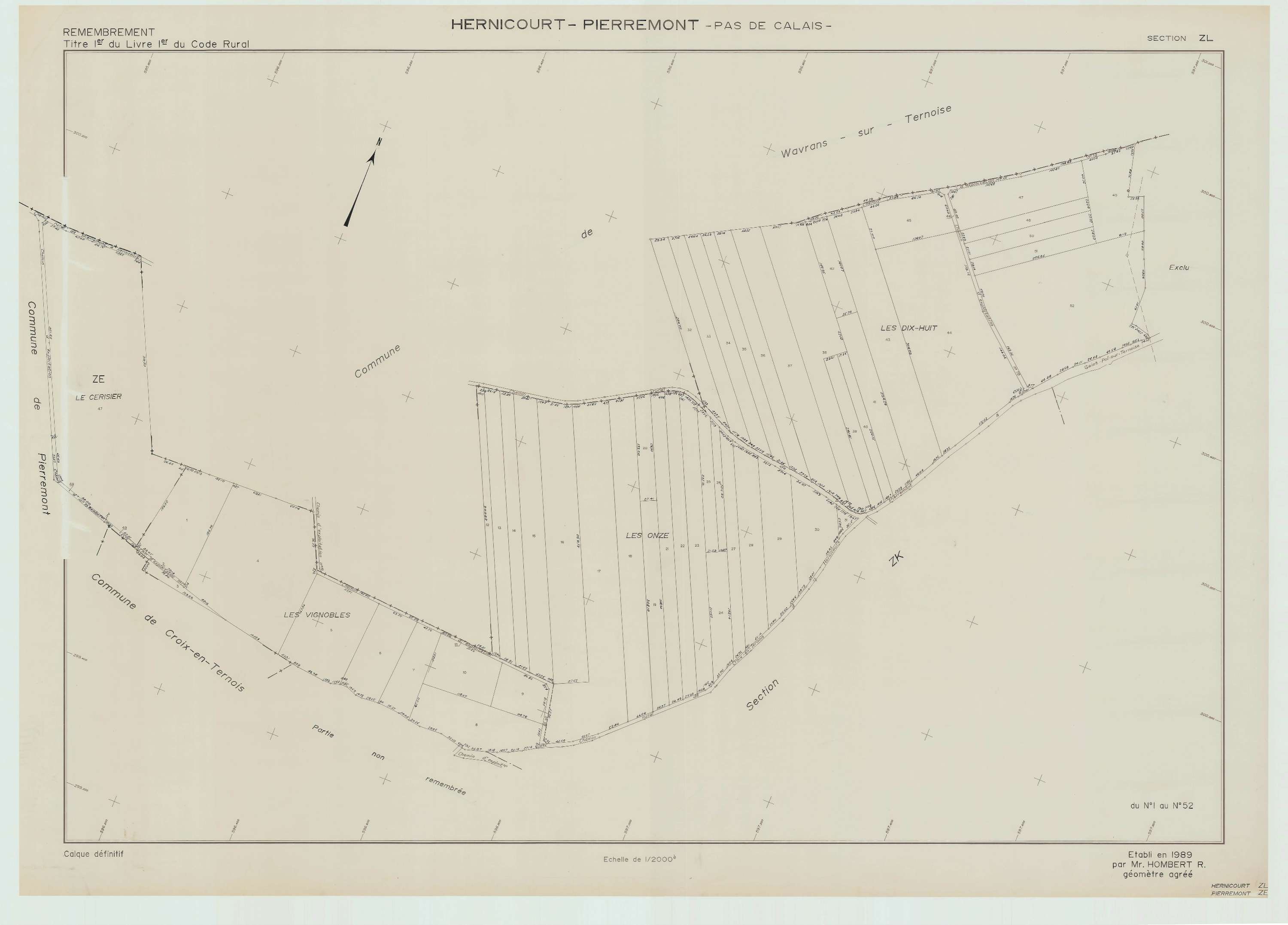 Hernicourt - Plan de remembrement : section ZL.