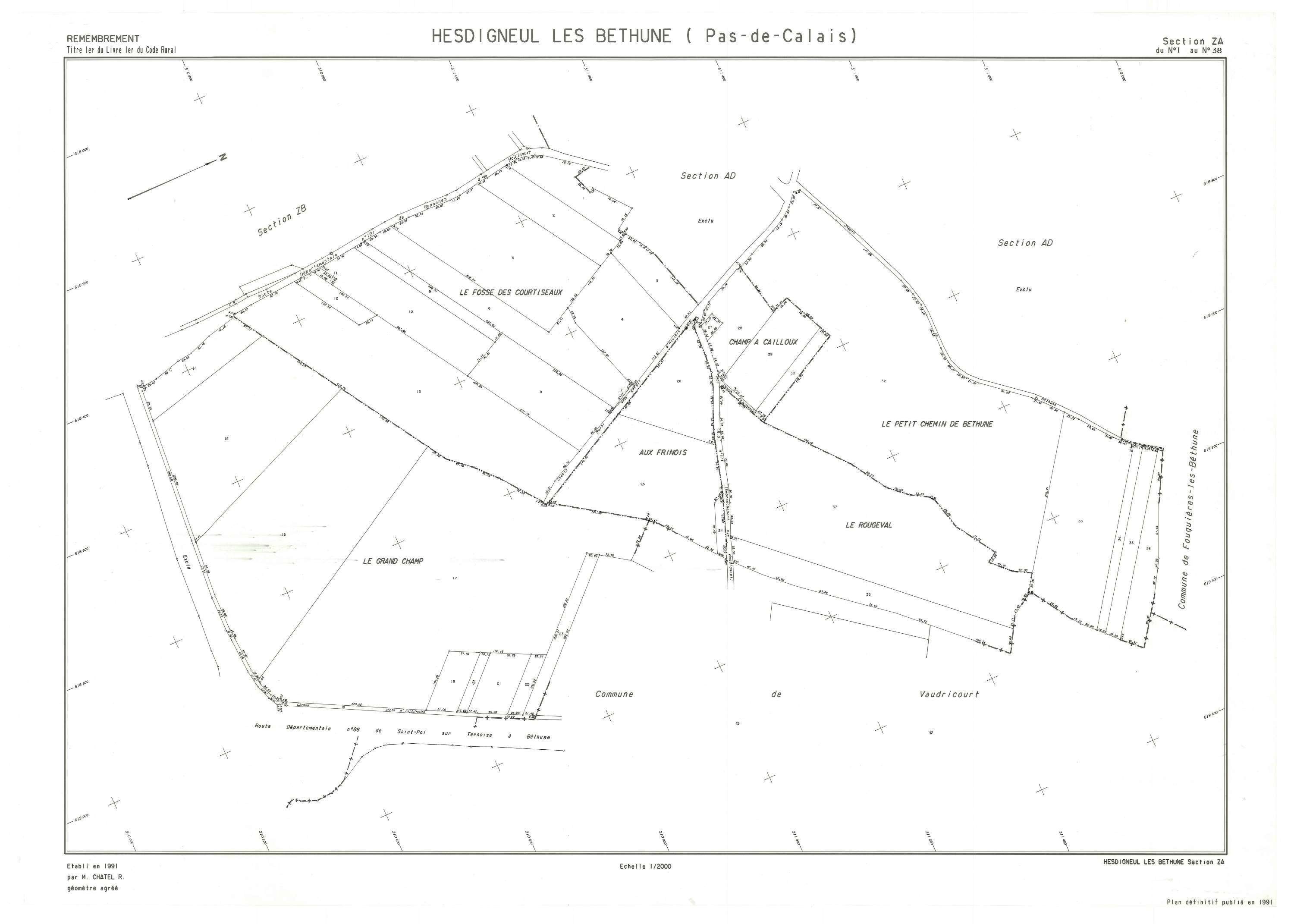Hesdigneul-lès-Béthune - Plan de remembrement : section ZA.