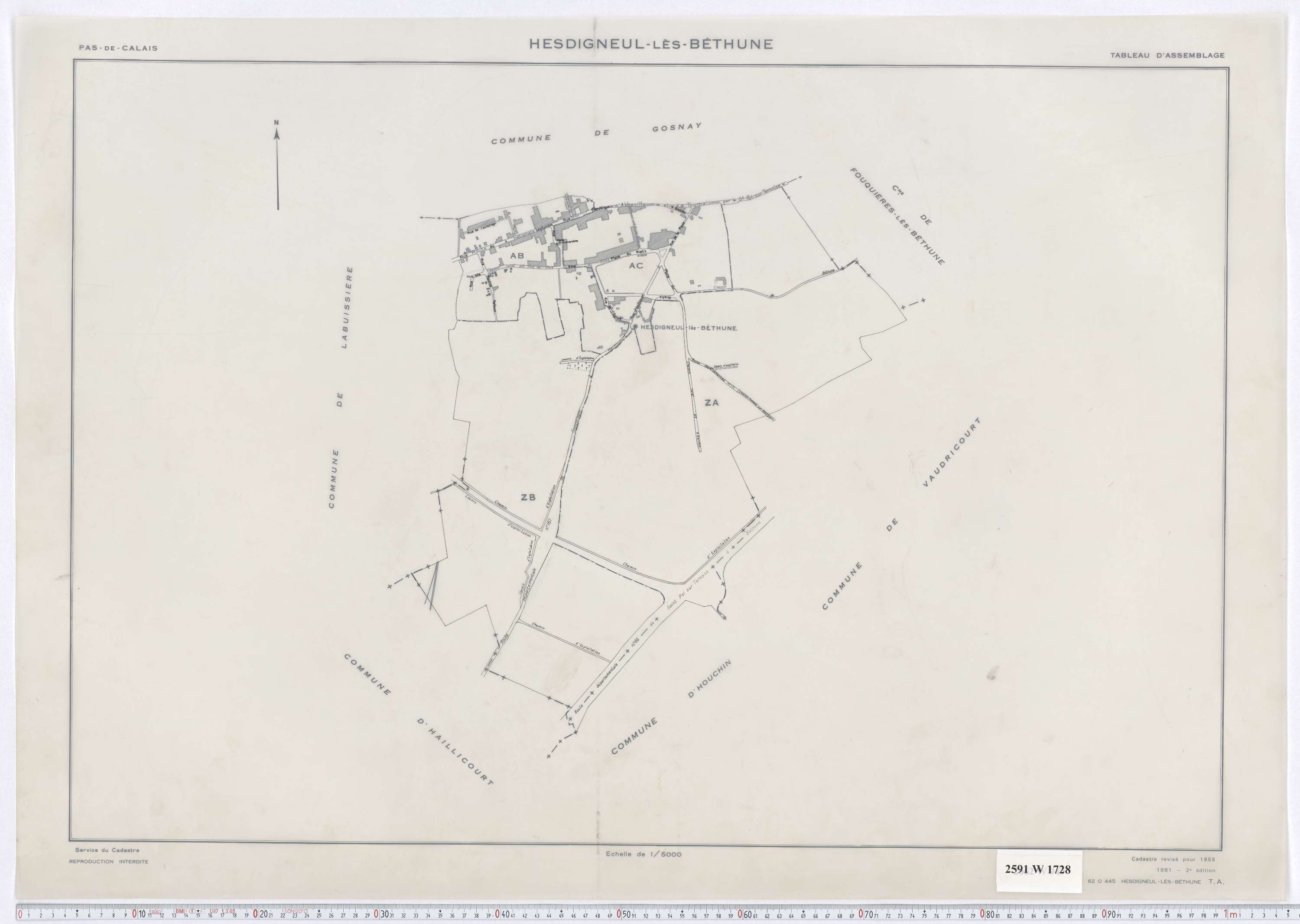 Hesdigneul-lès-Béthune - Tableau d'assemblage.