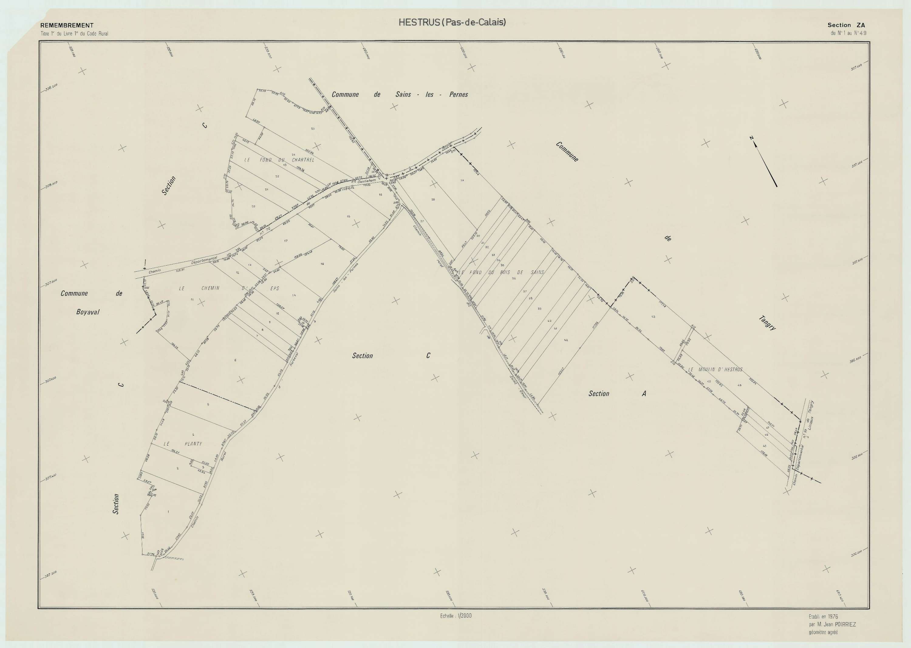 Hestrus - Plan de remembrement : section ZA.