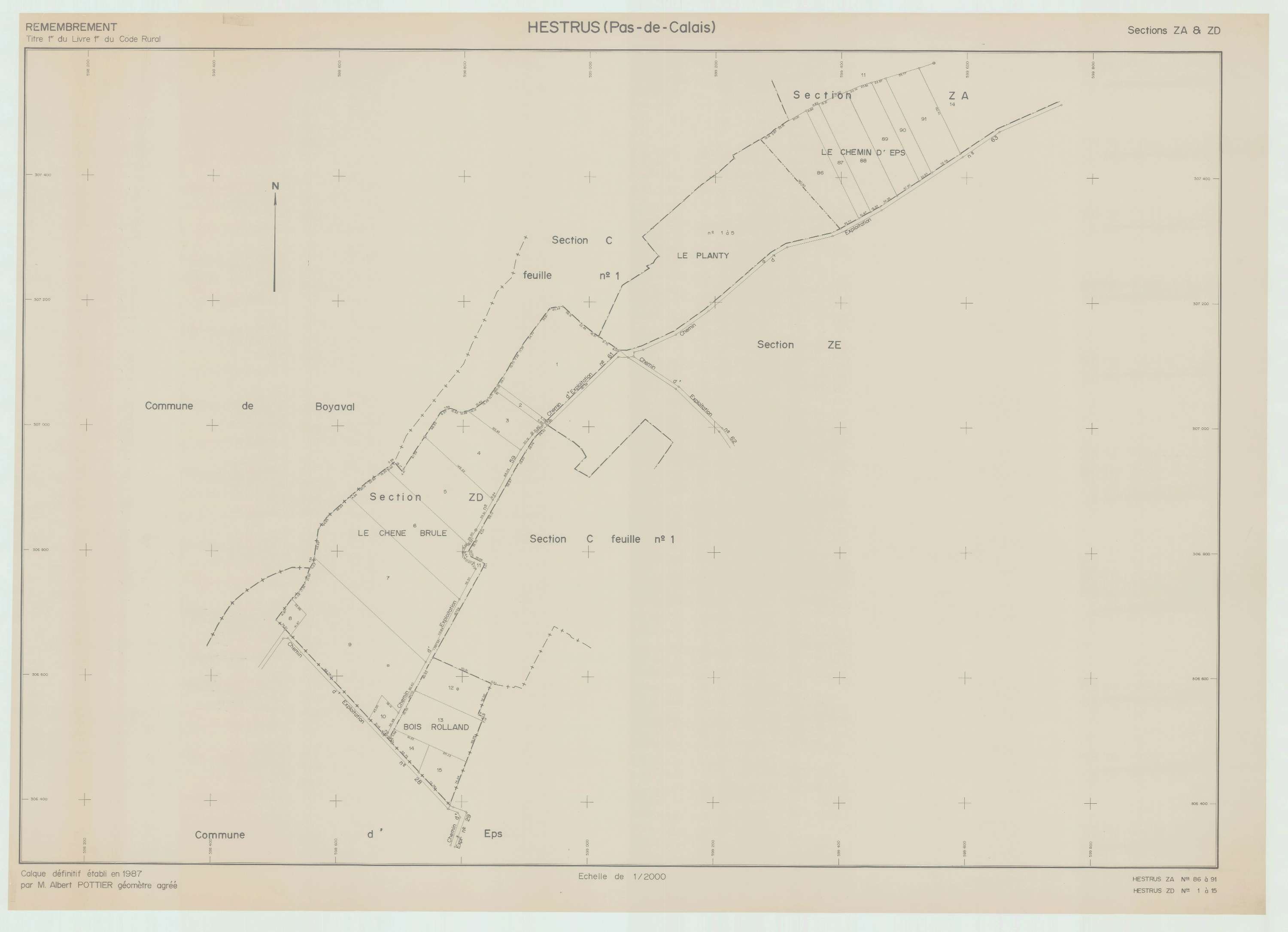 Hestrus - Plan de remembrement : section ZD.