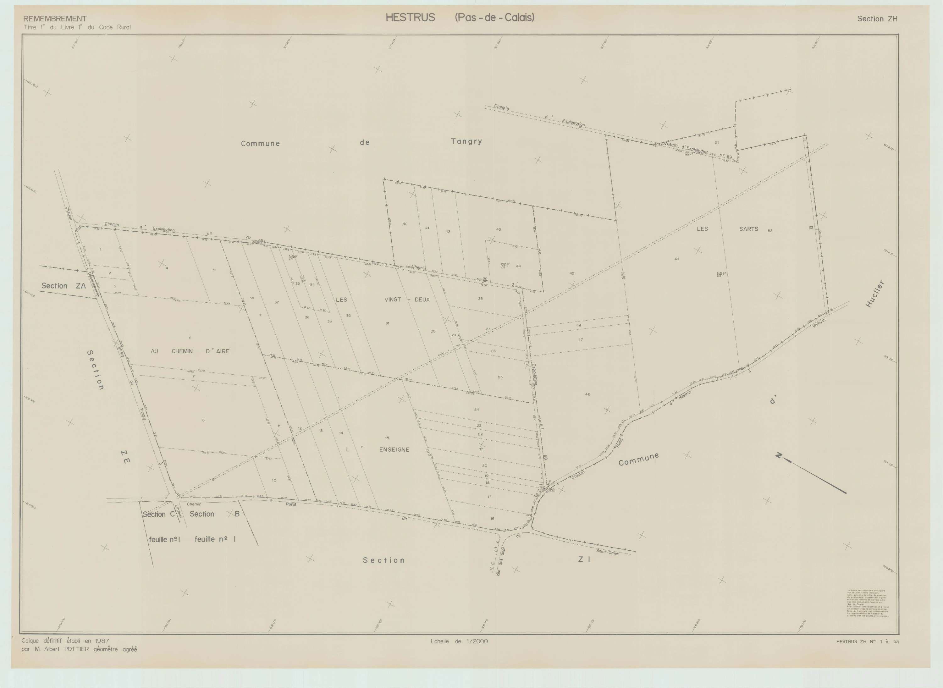 Hestrus - Plan de remembrement : section ZH.