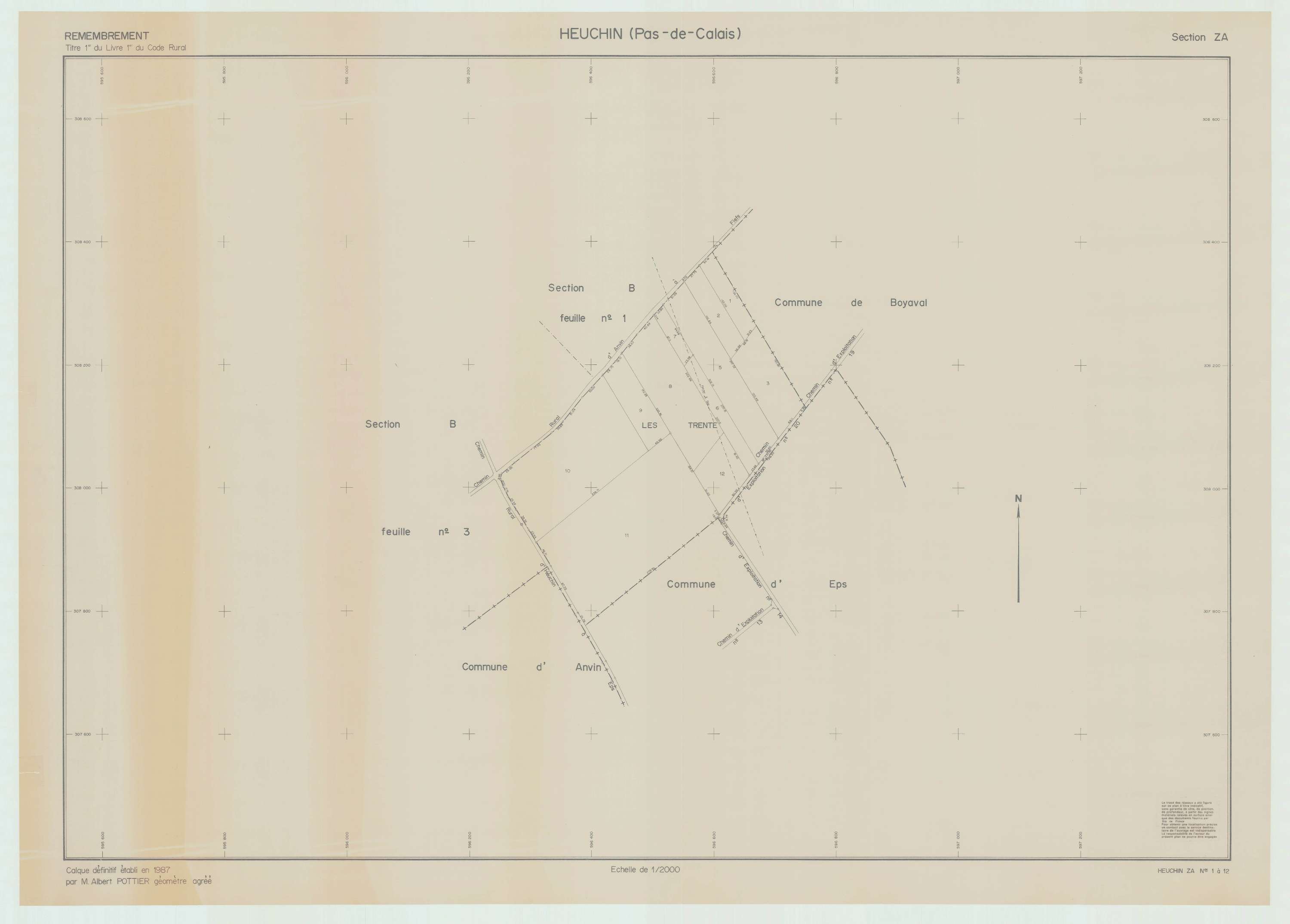 Heuchin - Plan de remembrement : section ZA.