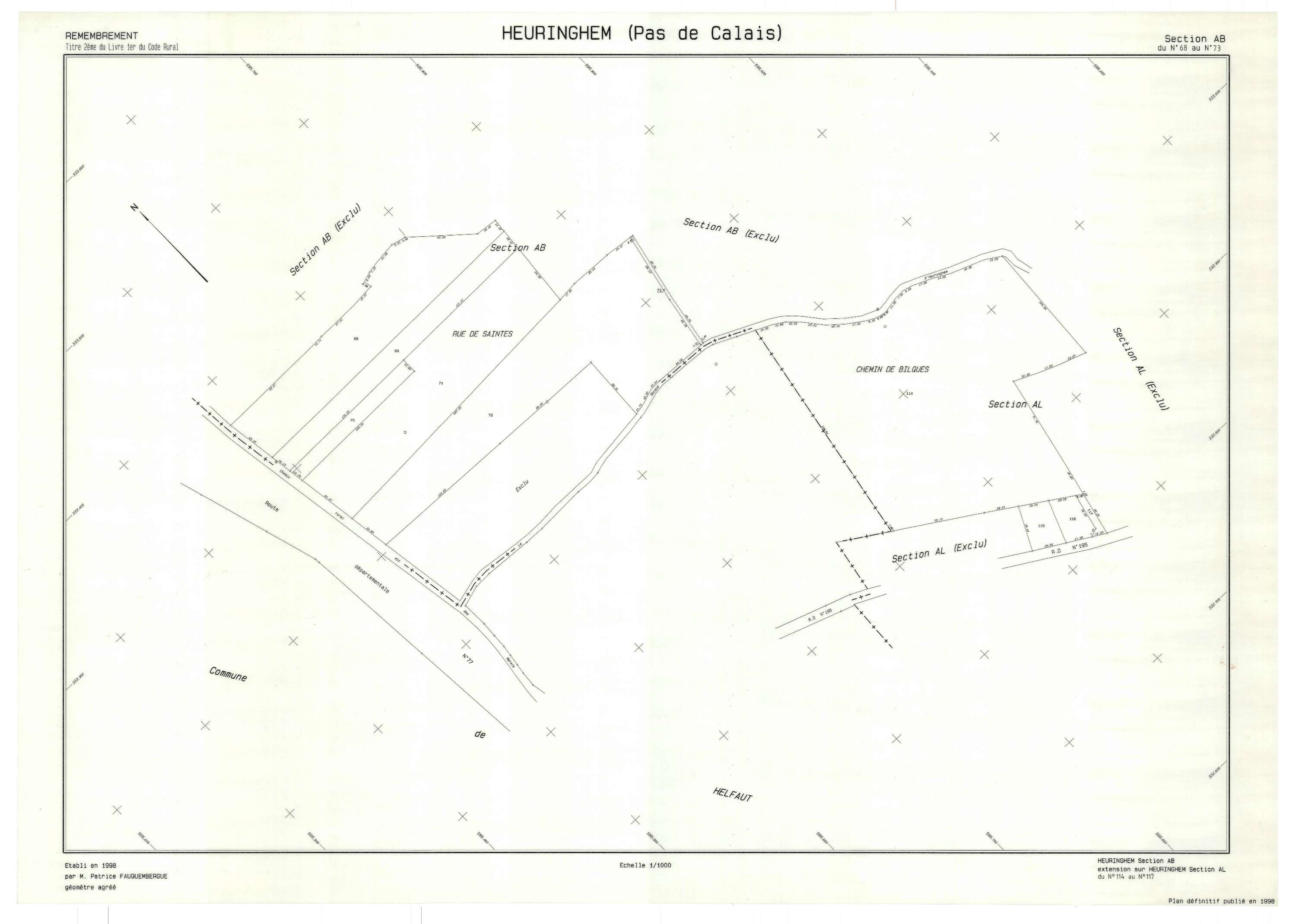 Heuringhem - Plan de remembrement : section AB.