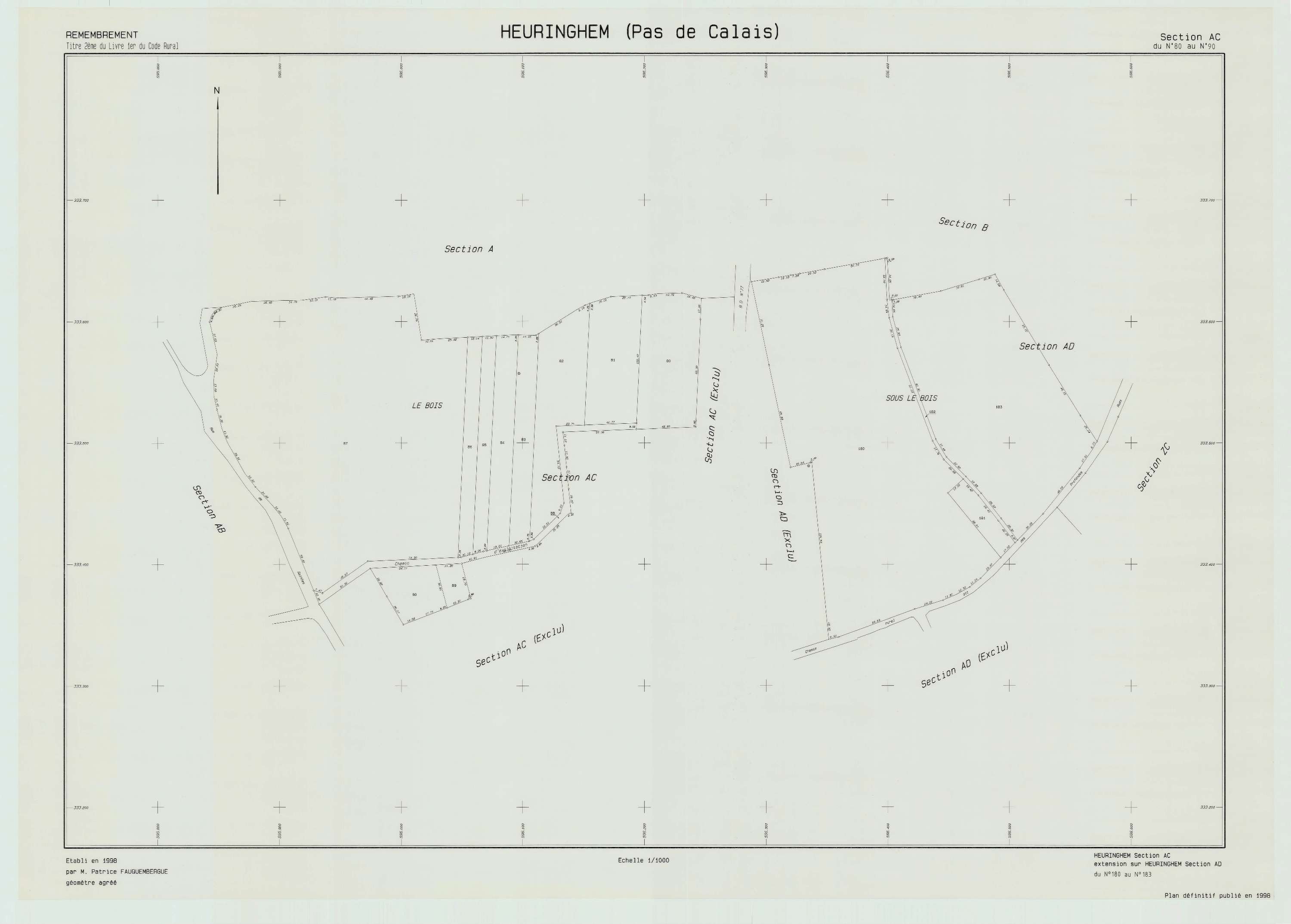 Heuringhem - Plan de remembrement : section AC.