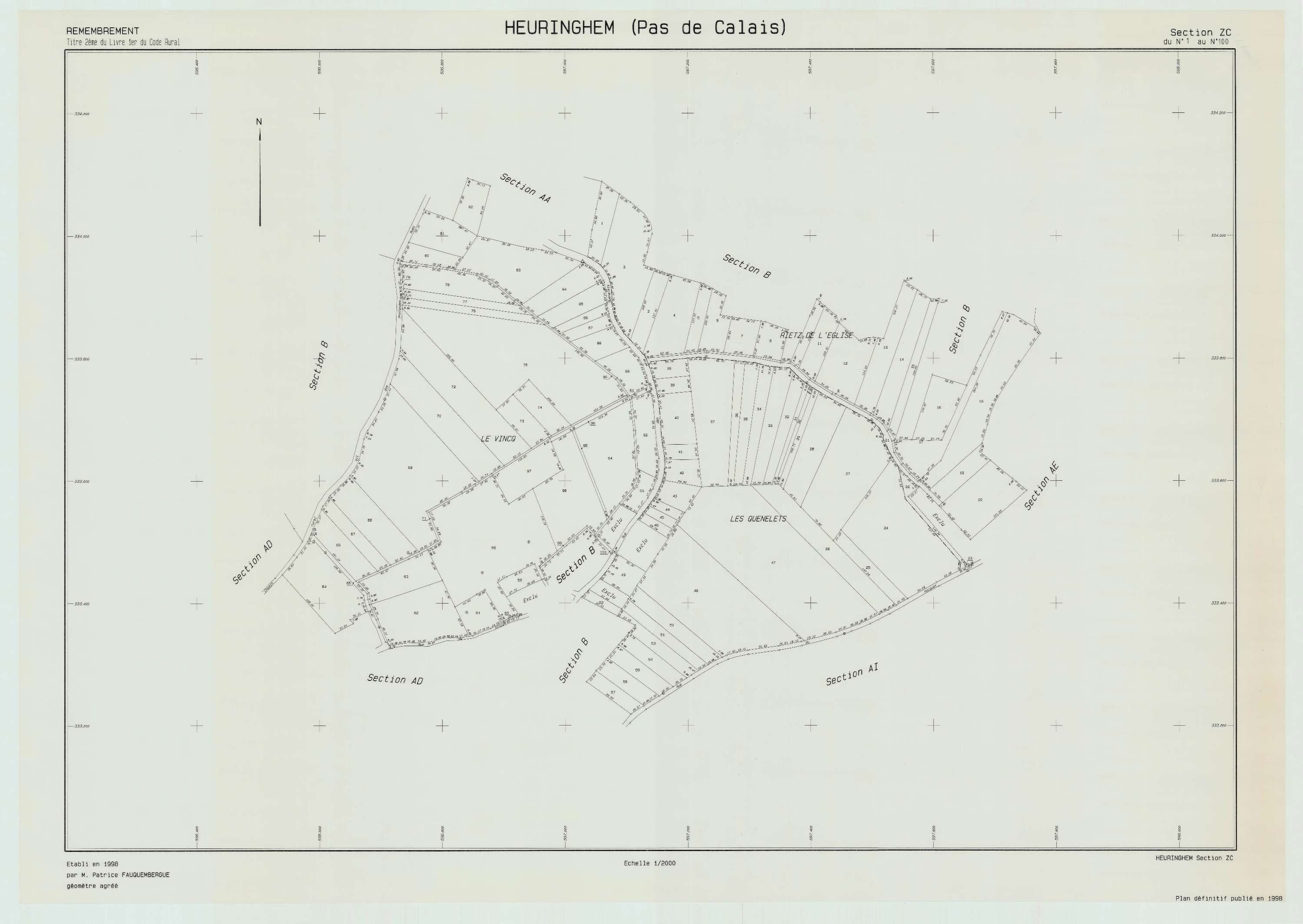 Heuringhem - Plan de remembrement : section ZC.