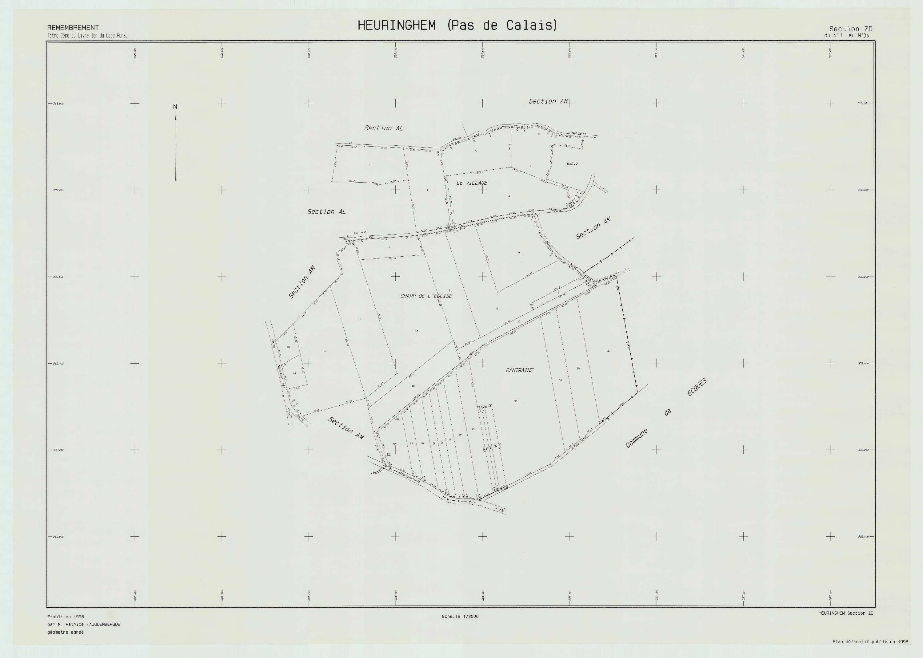 Heuringhem - Plan de remembrement : section ZD.