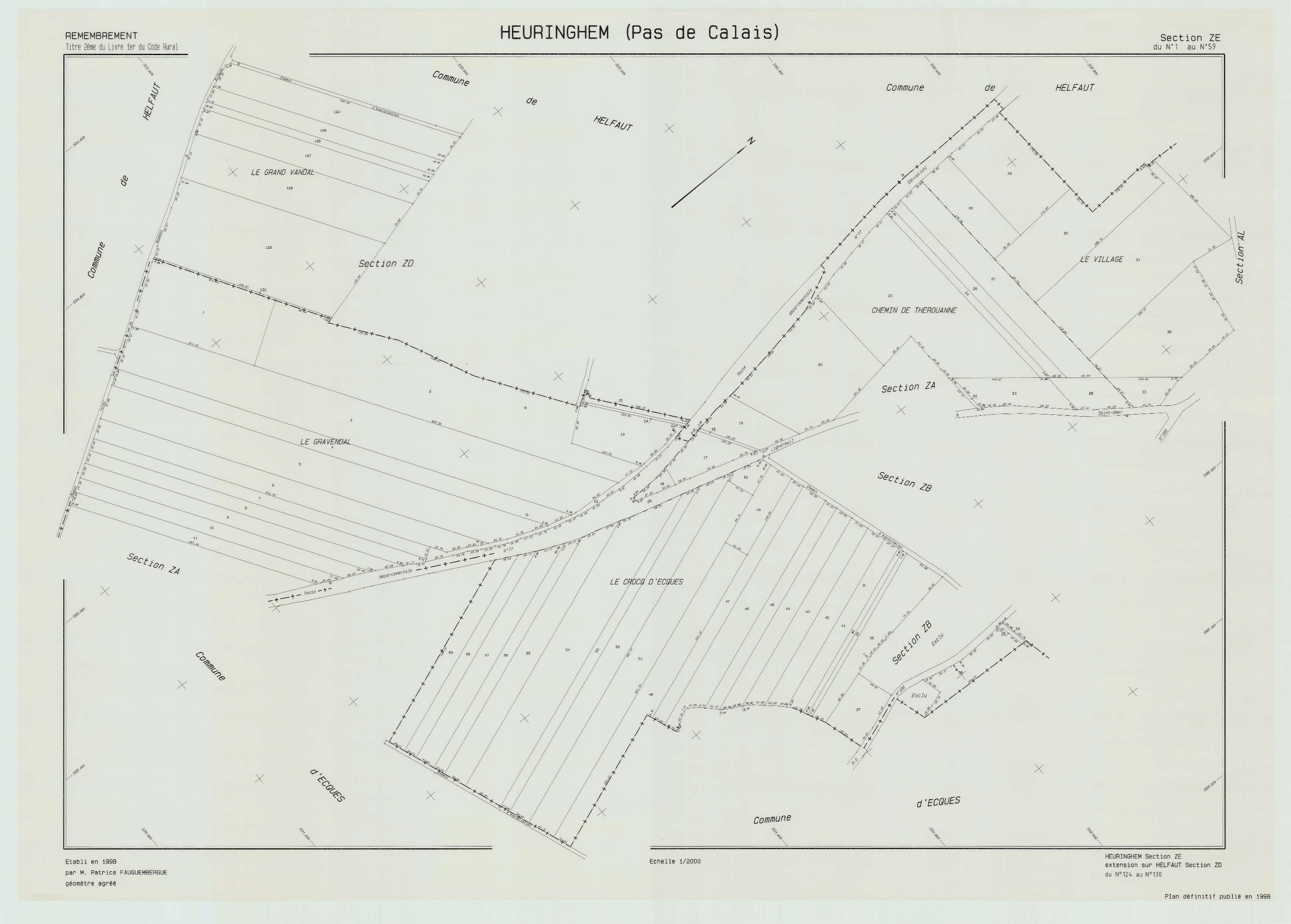 Heuringhem - Plan de remembrement : section ZE.