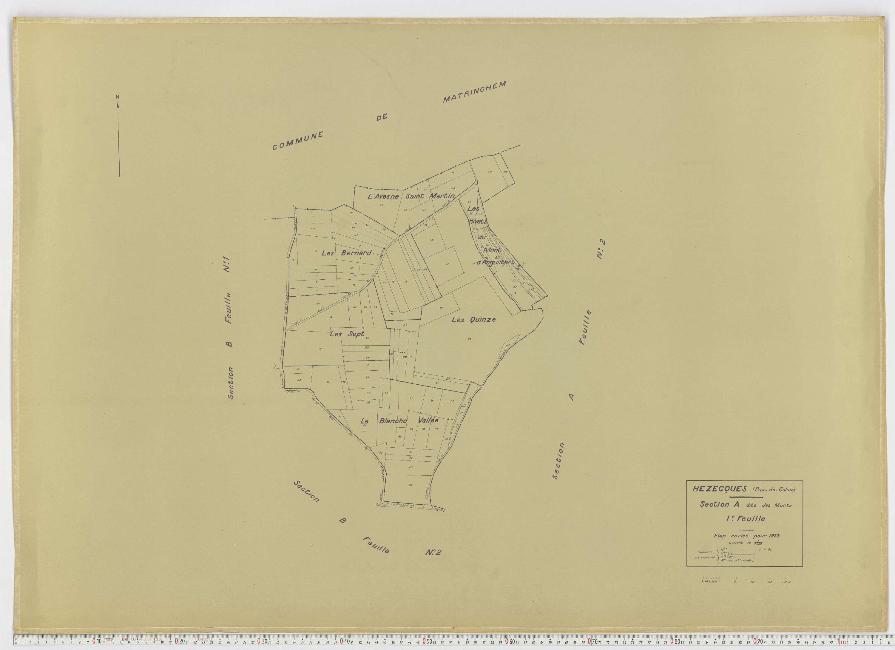 Hézecques - Section A, feuille 1.