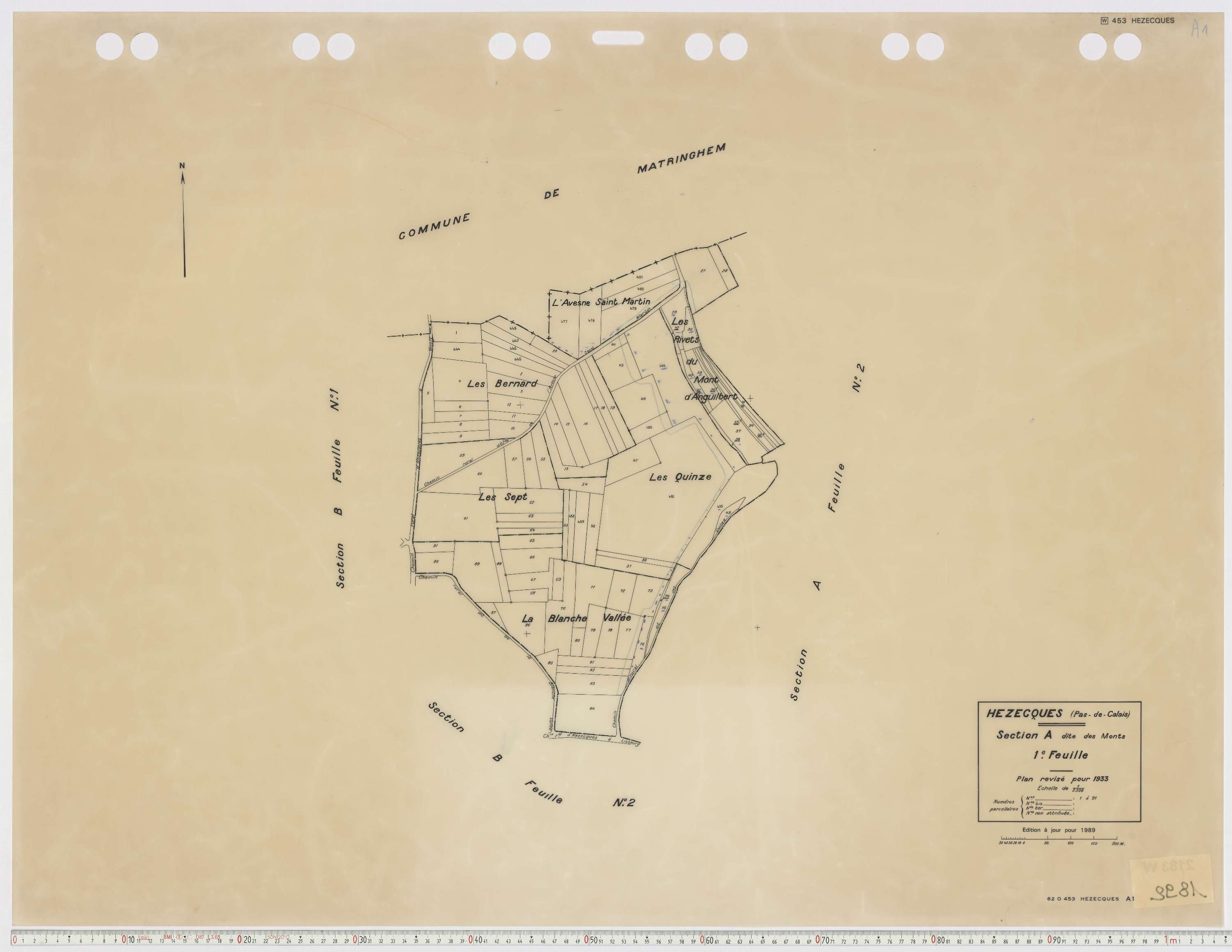 Hézecques - Section A, feuille 1.