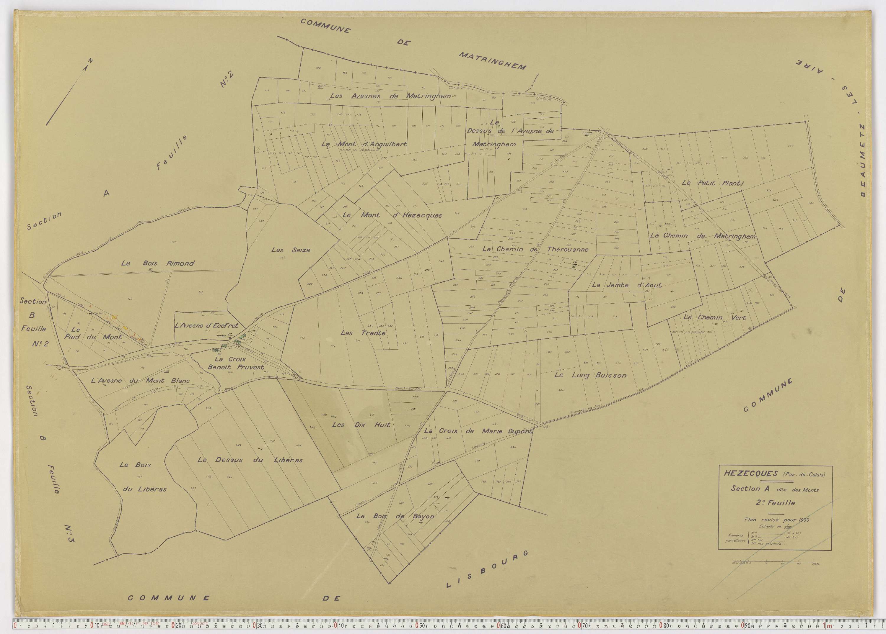 Hézecques - Section A, feuille 2.