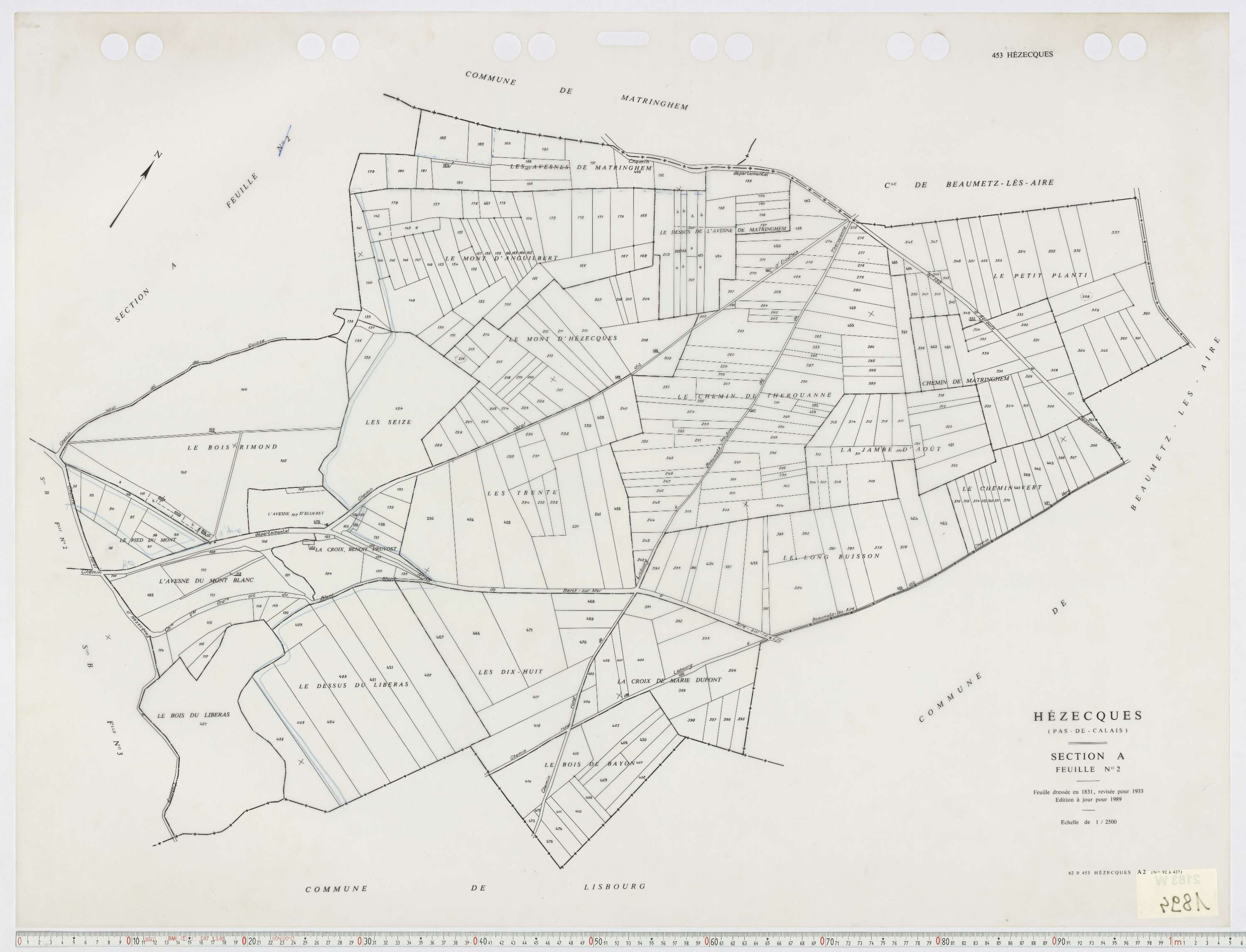 Hézecques - Section A, feuille 2.