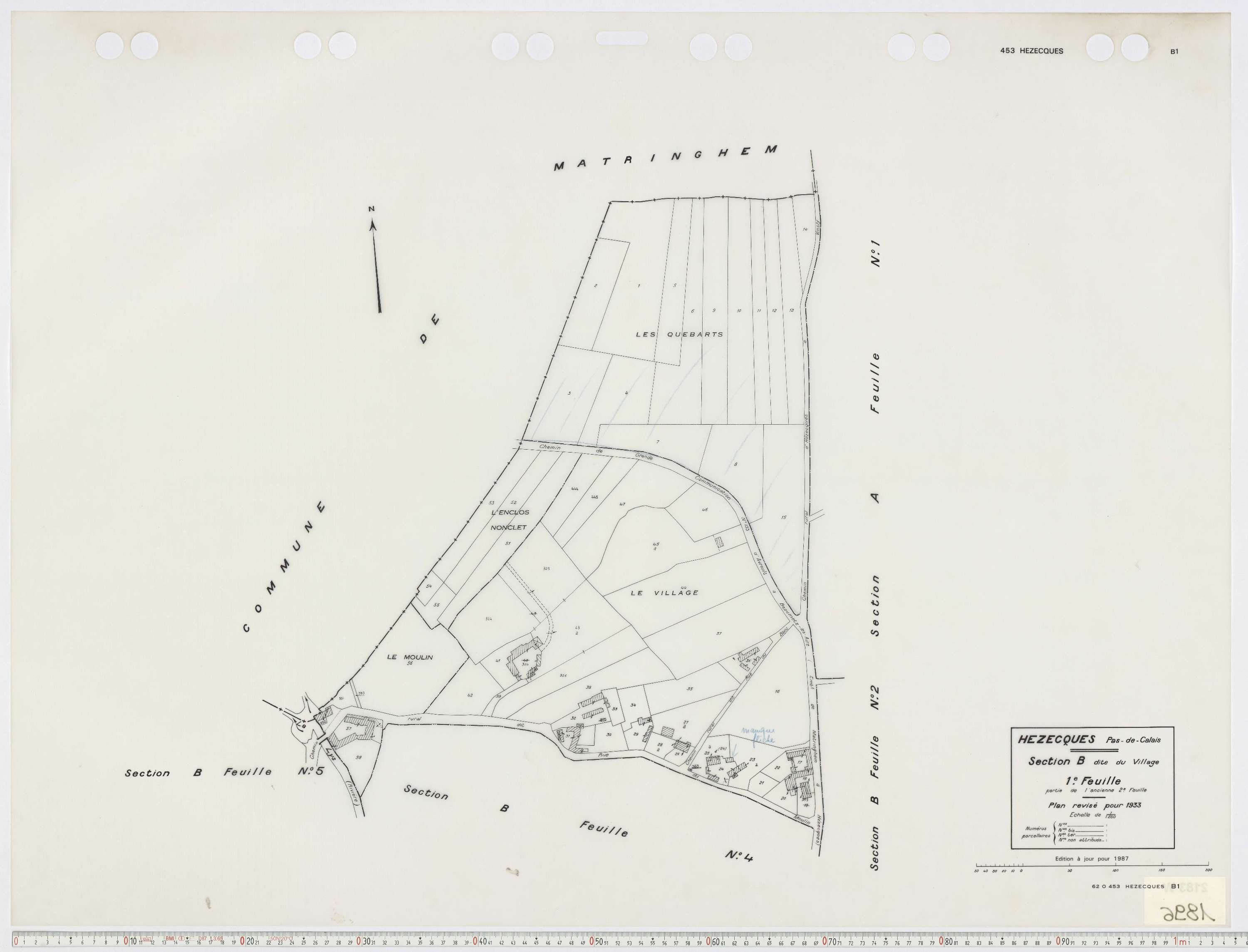 Hézecques - Section B, feuille 1.