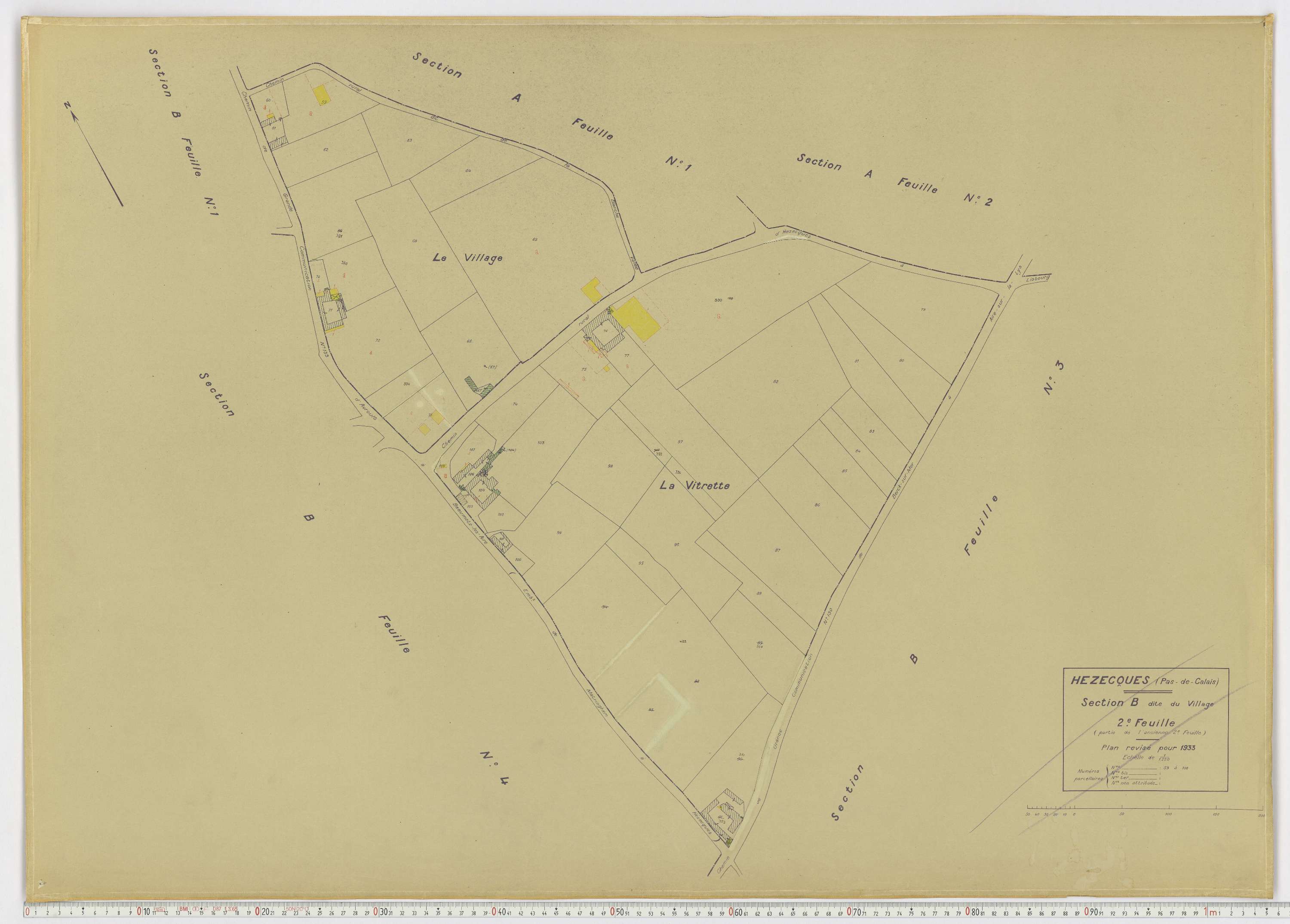 Hézecques - Section B, feuille 2.