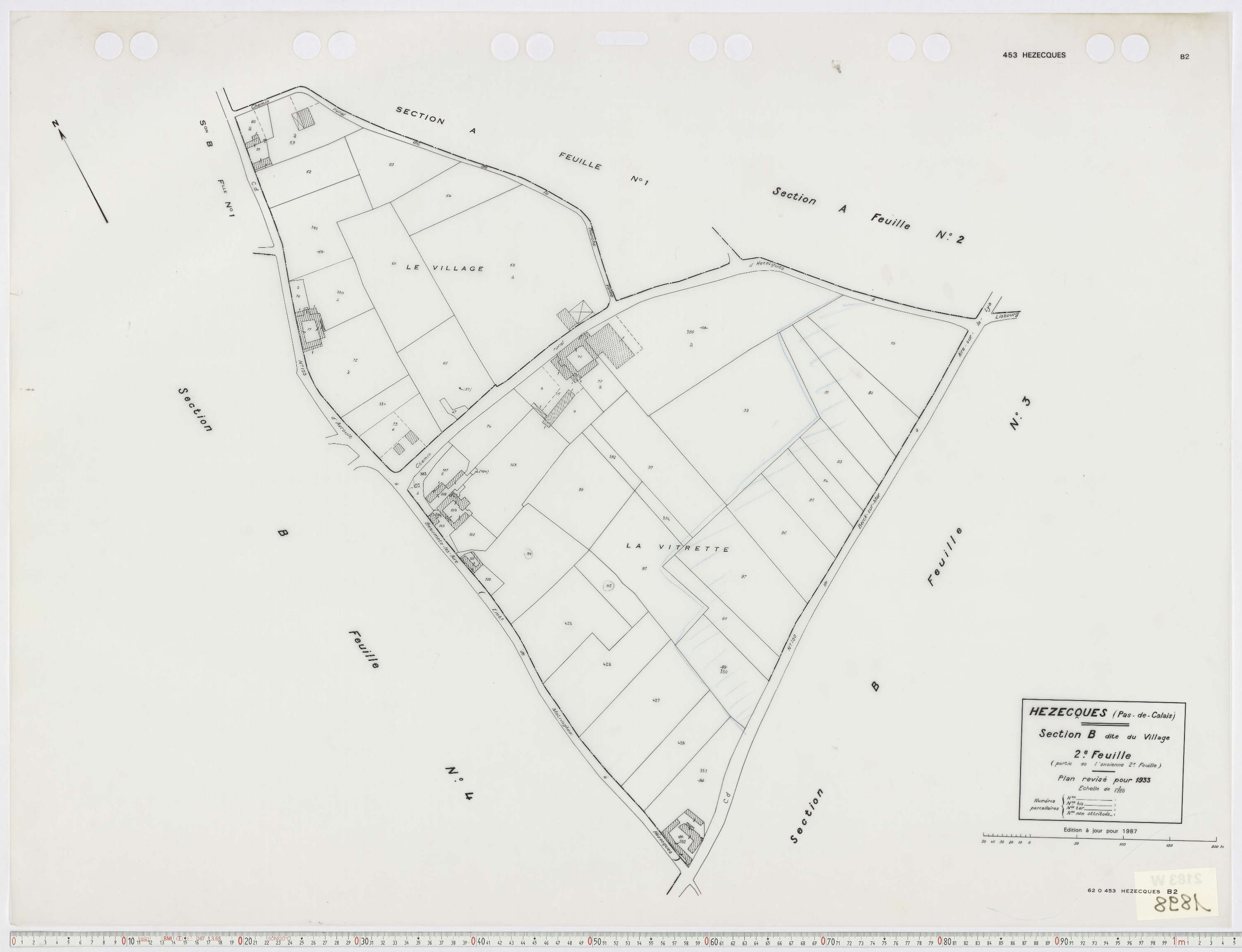 Hézecques - Section B, feuille 2.