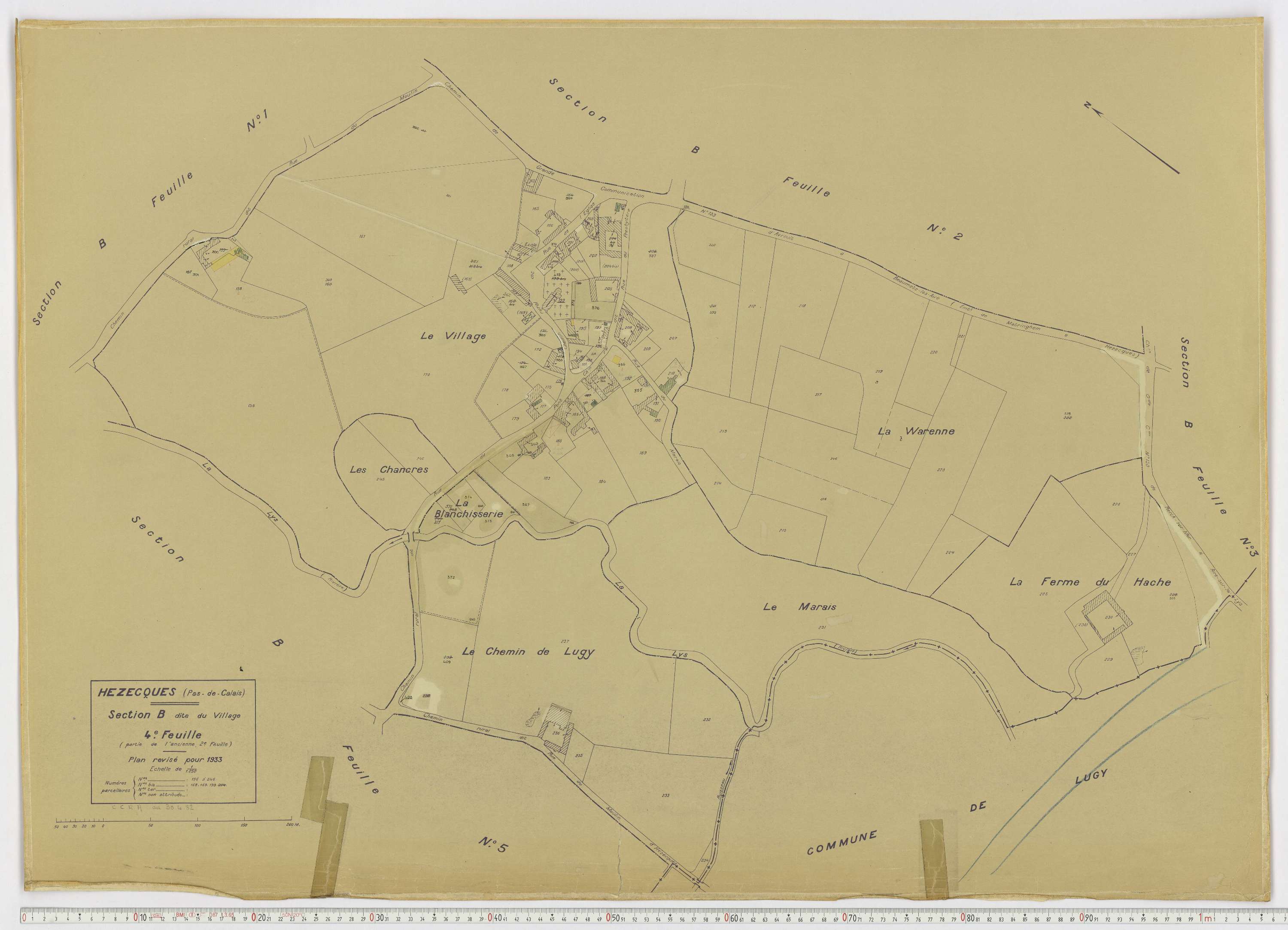 Hézecques - Section B, feuille 4.