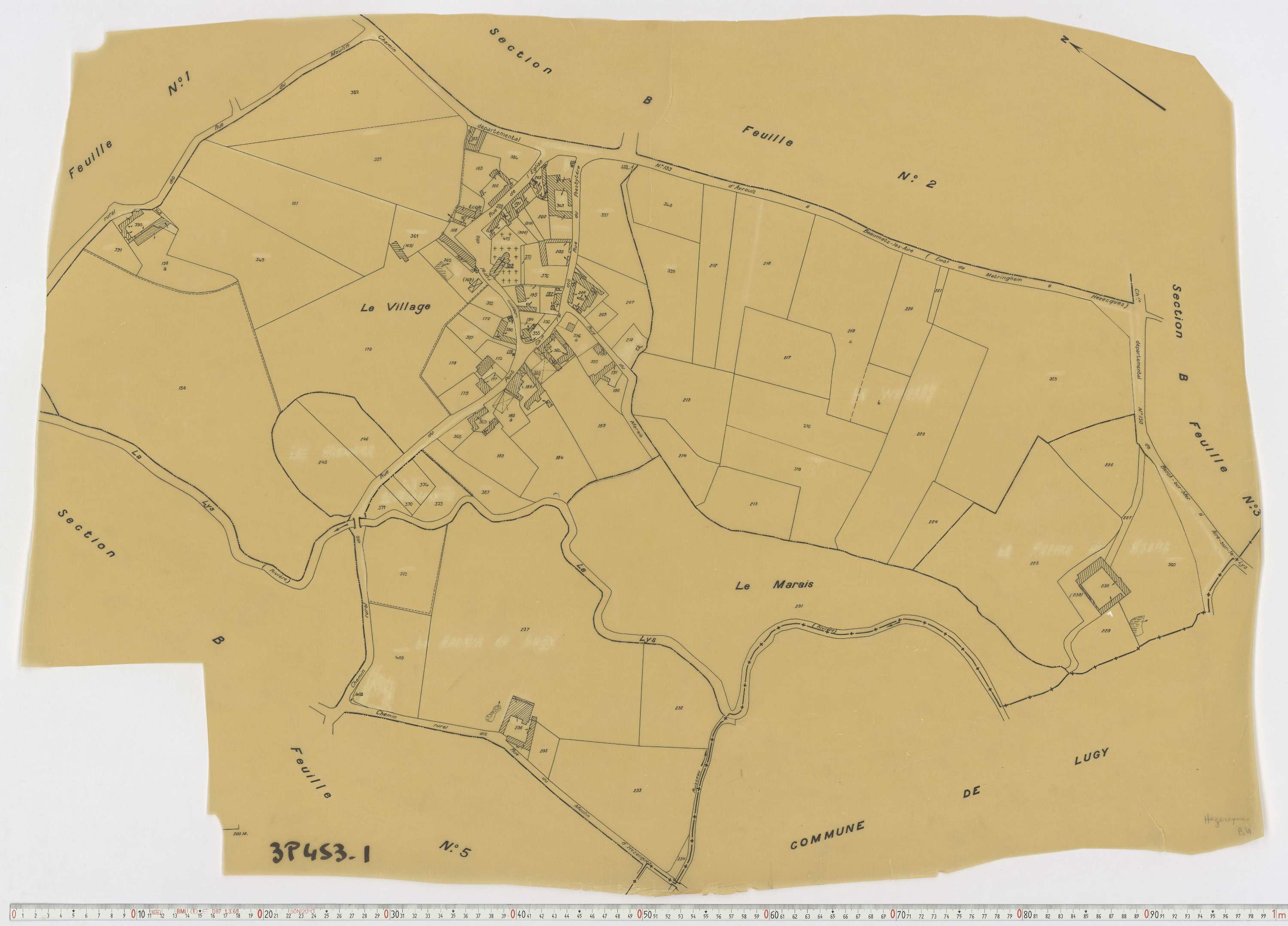 Hézecques - Section B, feuille 4.