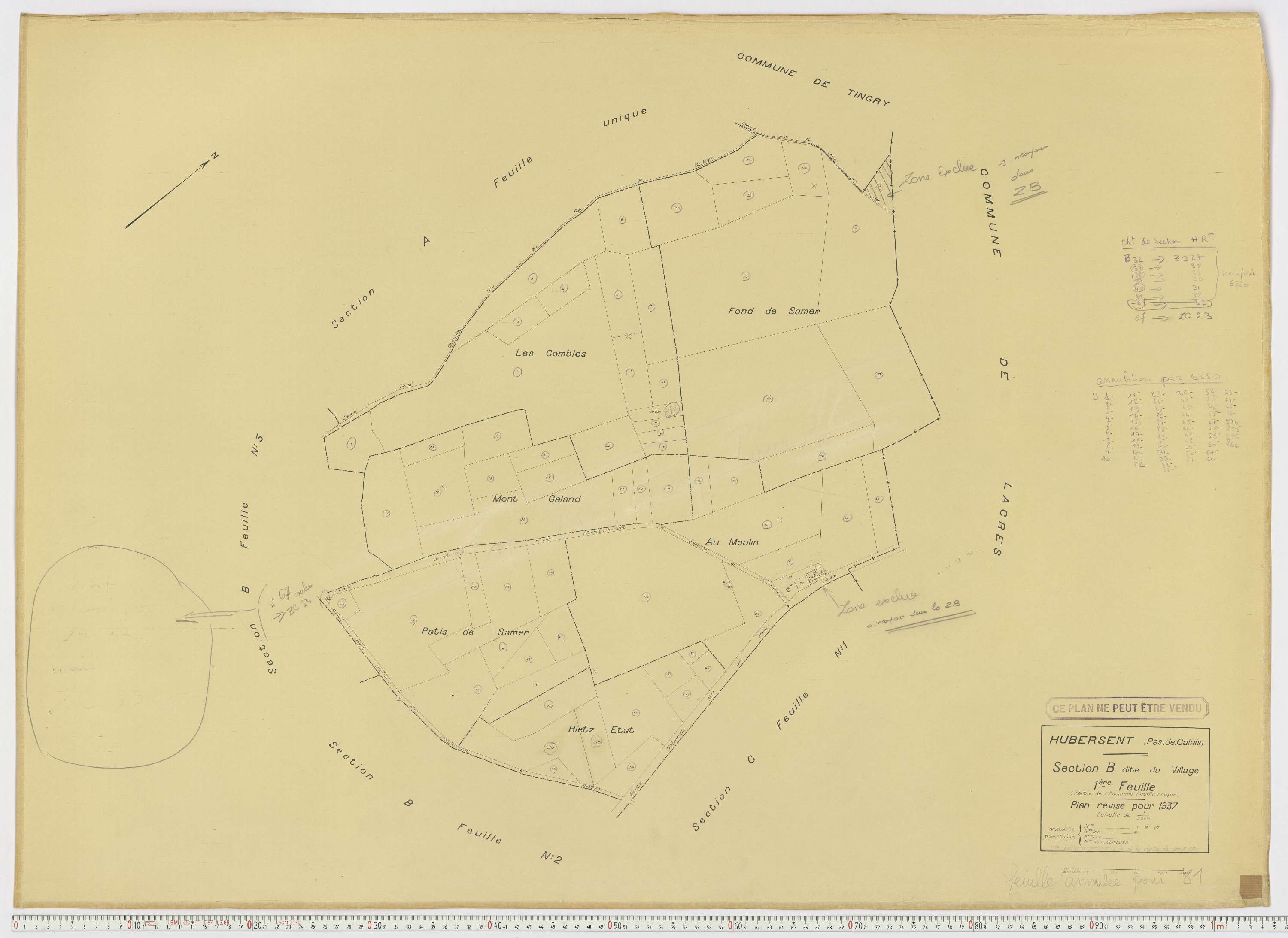 Hubersent - Section B, feuille 1.