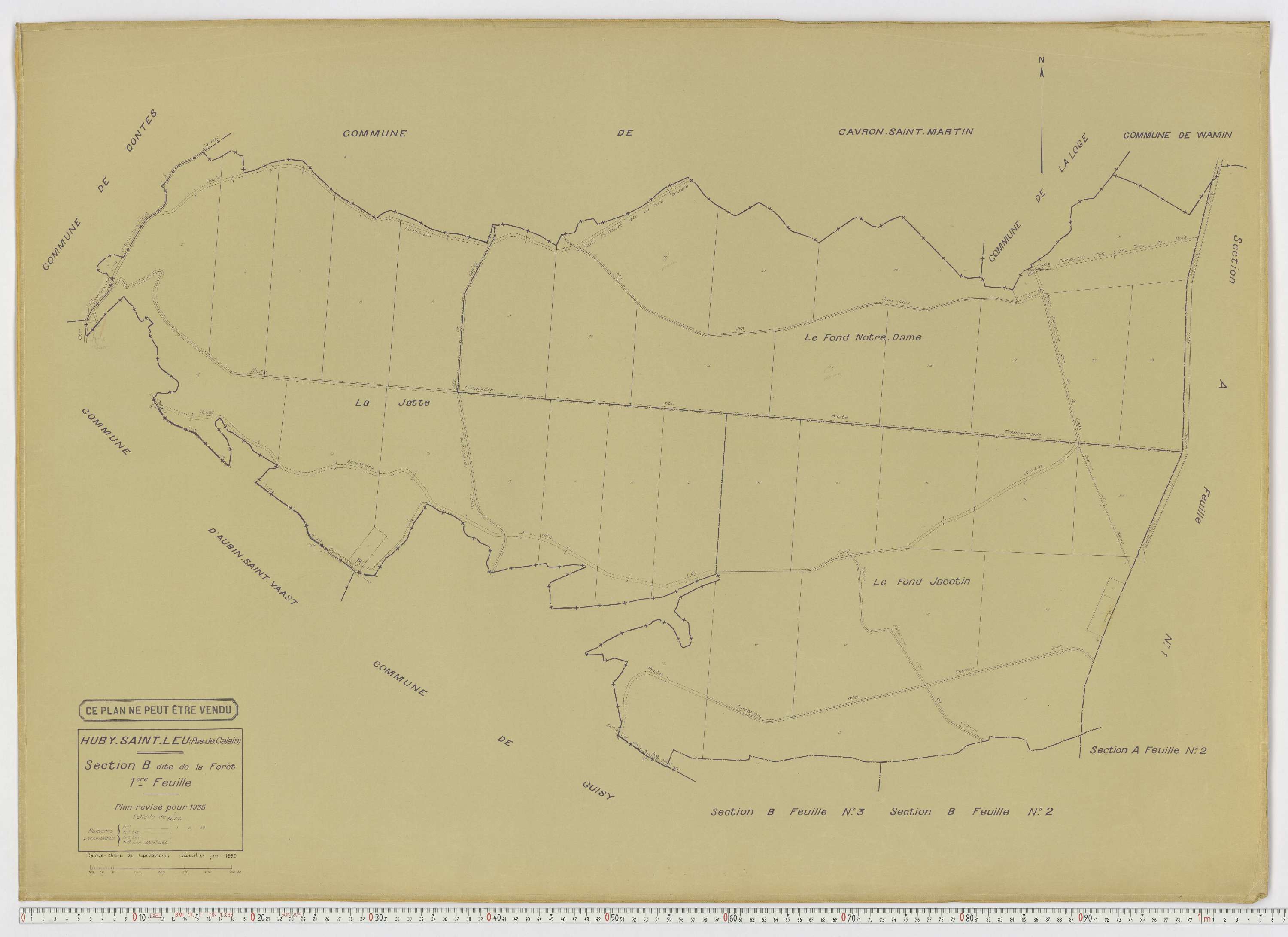 Huby-Saint-Leu - Section B, feuille 1.